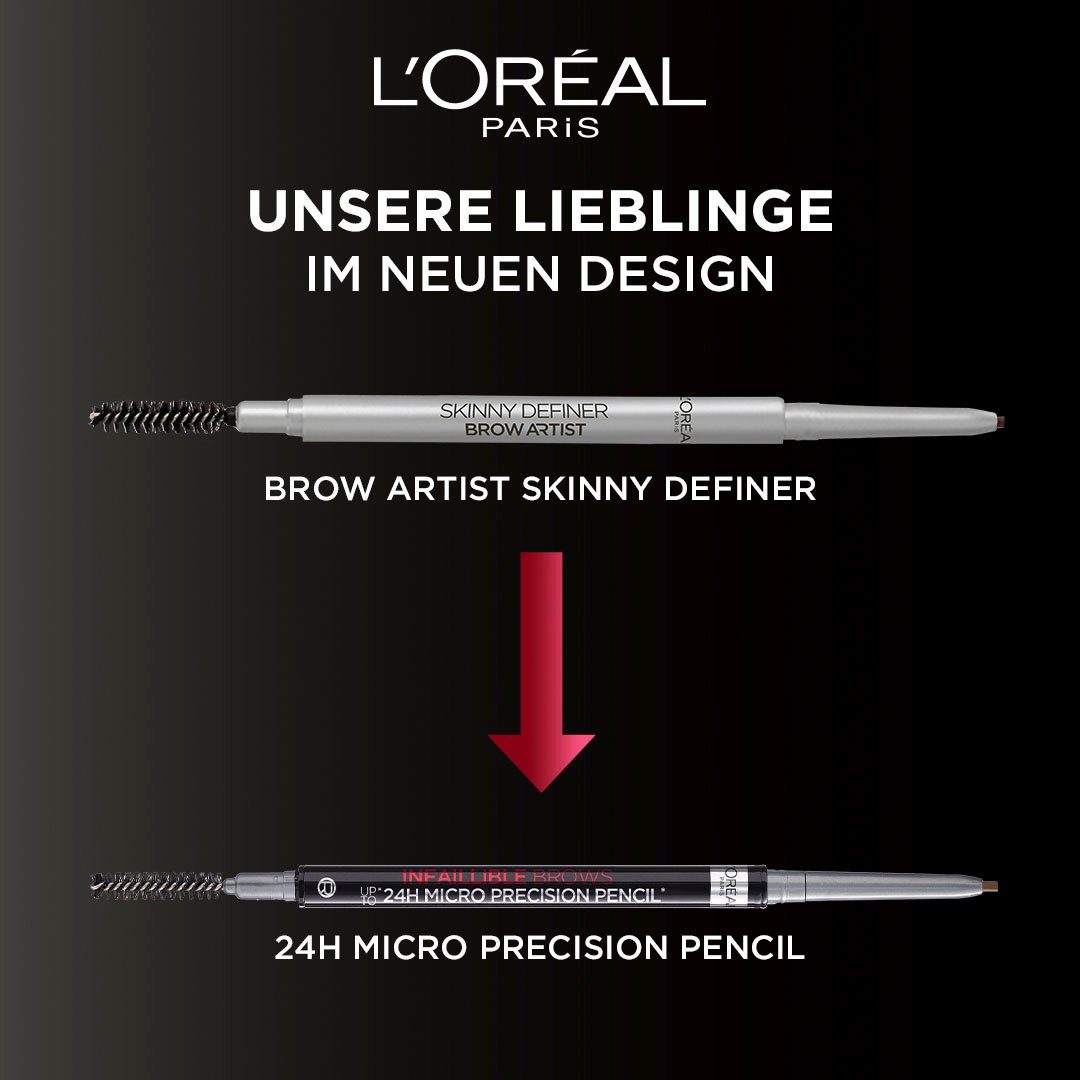 L'ORÉAL PARIS Augenbrauen-Stift Brow Spiralbürste Definer, 103 Stiftform Blonde mit Augen-Make-Up, in Dark Artist Skinny