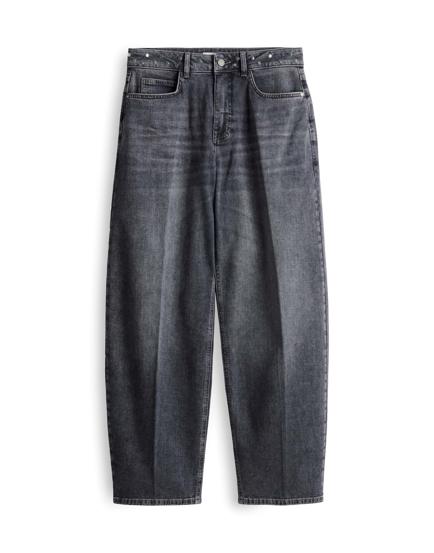 OPUS PANTS Relax-fit-Jeans Mari clear aus Baumwolle mit ovaler Passform Ovale Barrel-Silhouette mit elastischem Griff und Strass-Nieten – Bild 2 von 5