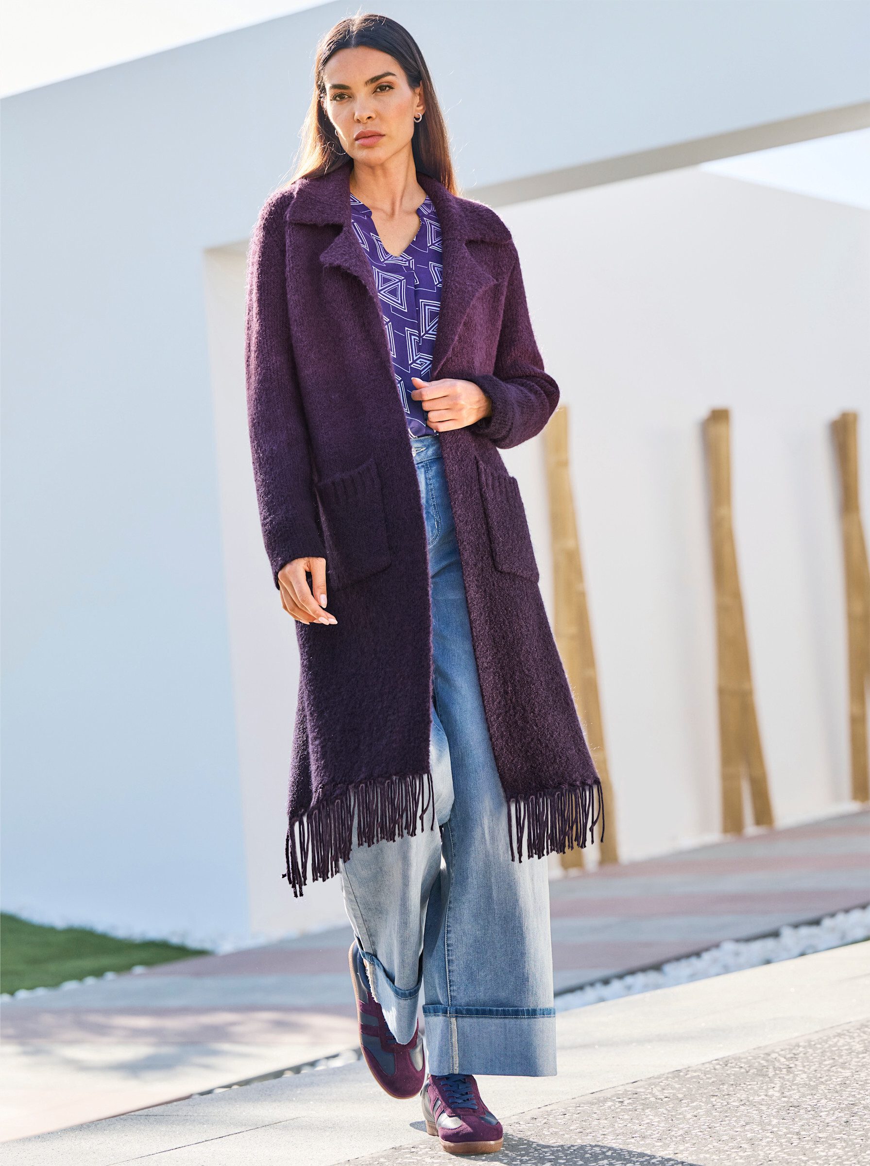 heine Strickjacke Strickmantel Langarm Jacquard