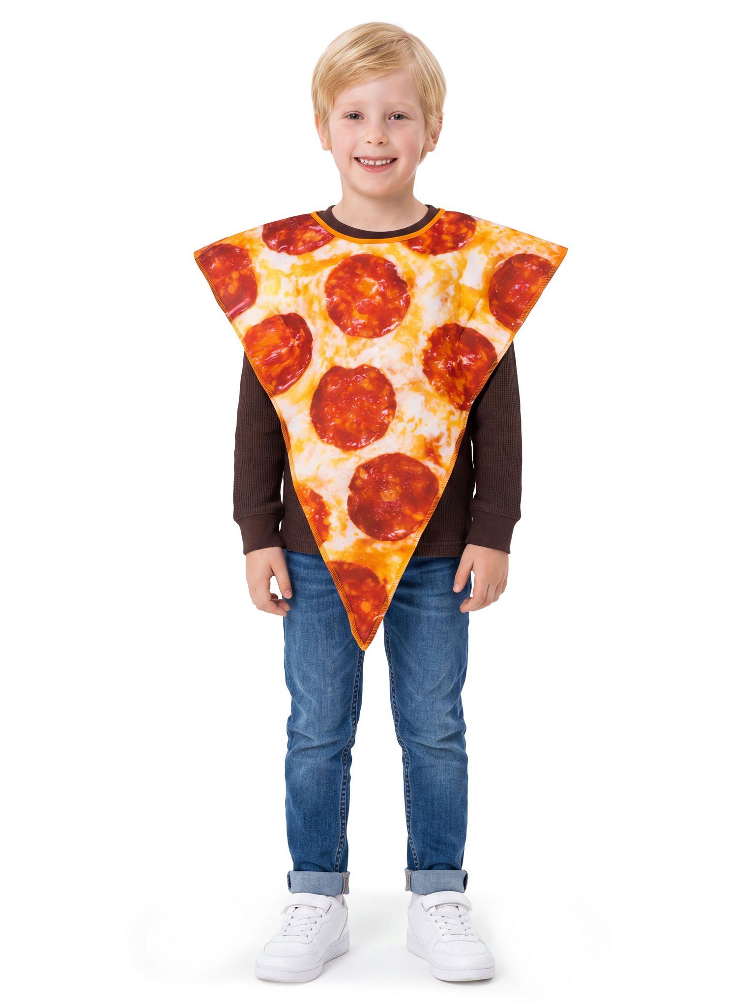 Maskworld Lebensmittel-Kostüm Pizza Stück - Karneval Faschingskostüm Kinder, Die Kleinen kriegen auch ein Stück: Pizza zum Anziehen