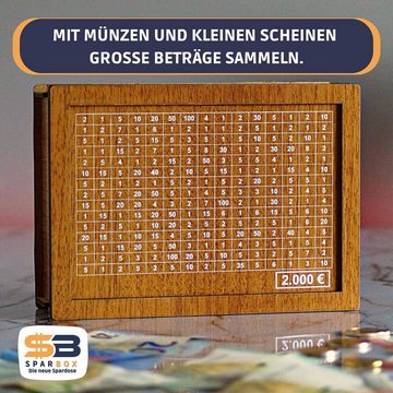 XDeer Spardose Spardose Holz Sparbüchse SparBox mit Sparziel und Zahlen, (2000-tlg), zum ankreuzen Holzkiste Sparbüchse für Kinder