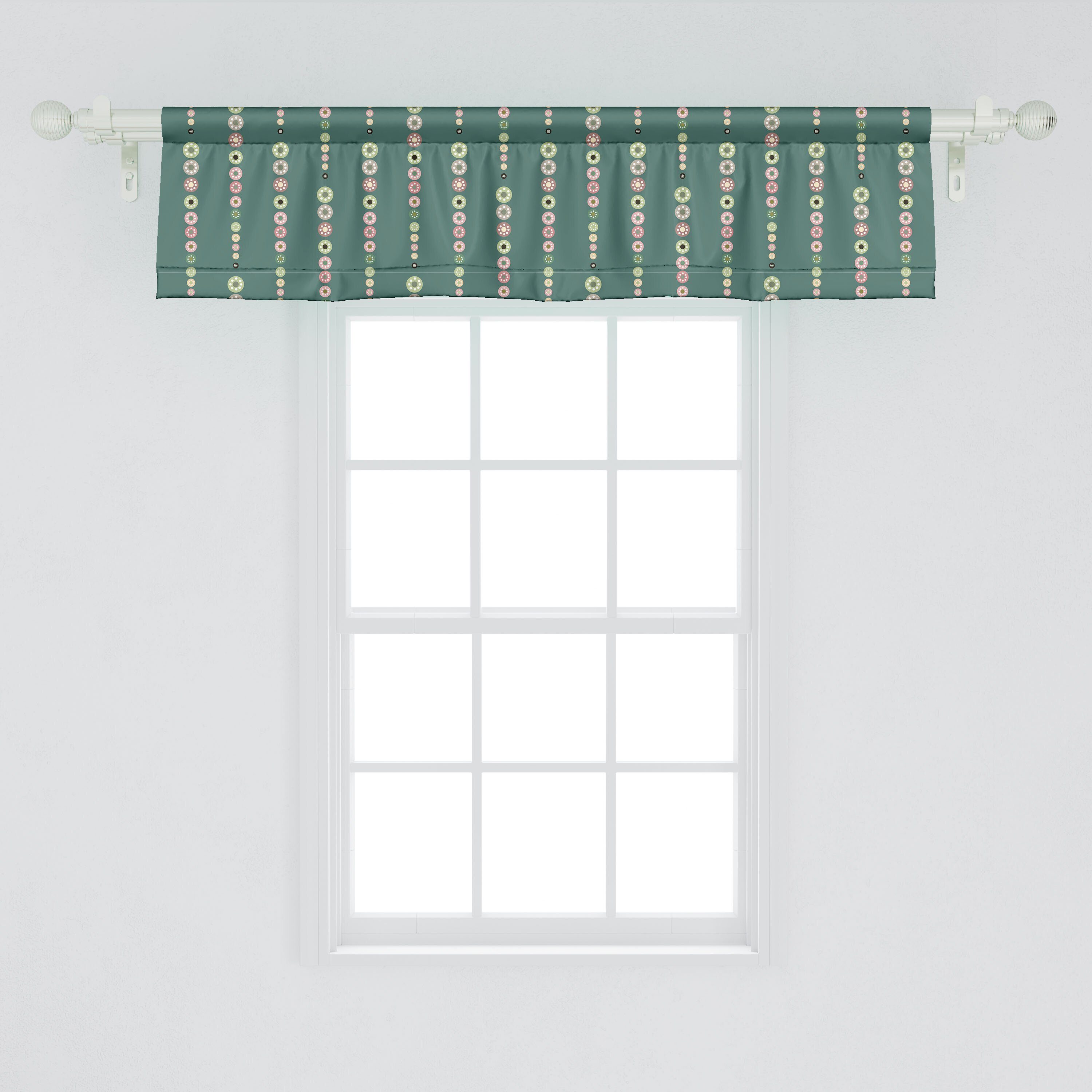 Scheibengardine Vorhang Volant Dekor Vertikal Schlafzimmer Küche Sortieren mit Stangentasche, Microfaser, Gedämpfte Runden Farben Abakuhaus, für