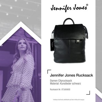 Jennifer Jones Rucksack Jennifer Jones stylischer Cityrucksack (Cityrucksack), Cityrucksack Kunstleder, schwarz ca. 27cm x ca. 34cm