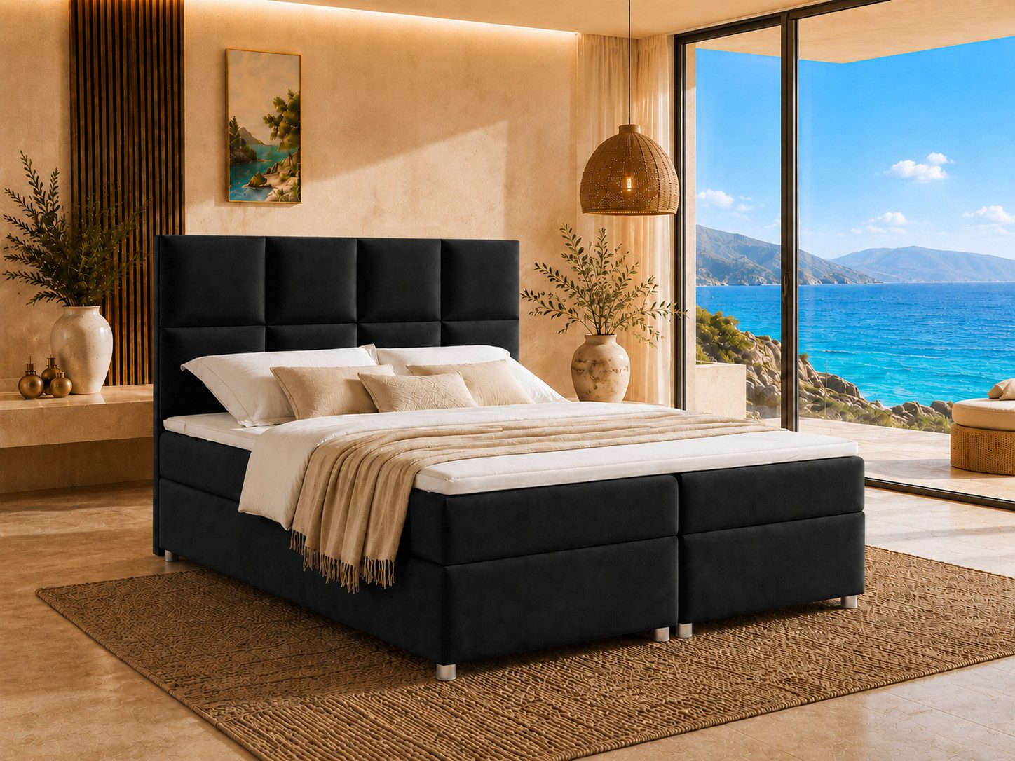 Best for Home Boxspringbett mit Stauraum Doppelbett Trinity K-2 mit 7-Zonen Komfort Topper (Polsterbett Doppelbett Boxbett mit gepolstertes Kopfteil, versch. Größen, 1-St., 140x200 160x200 180x200 200x200 cm), Handwerksqualität, TOP Preis-Leistungs-Verhältnis