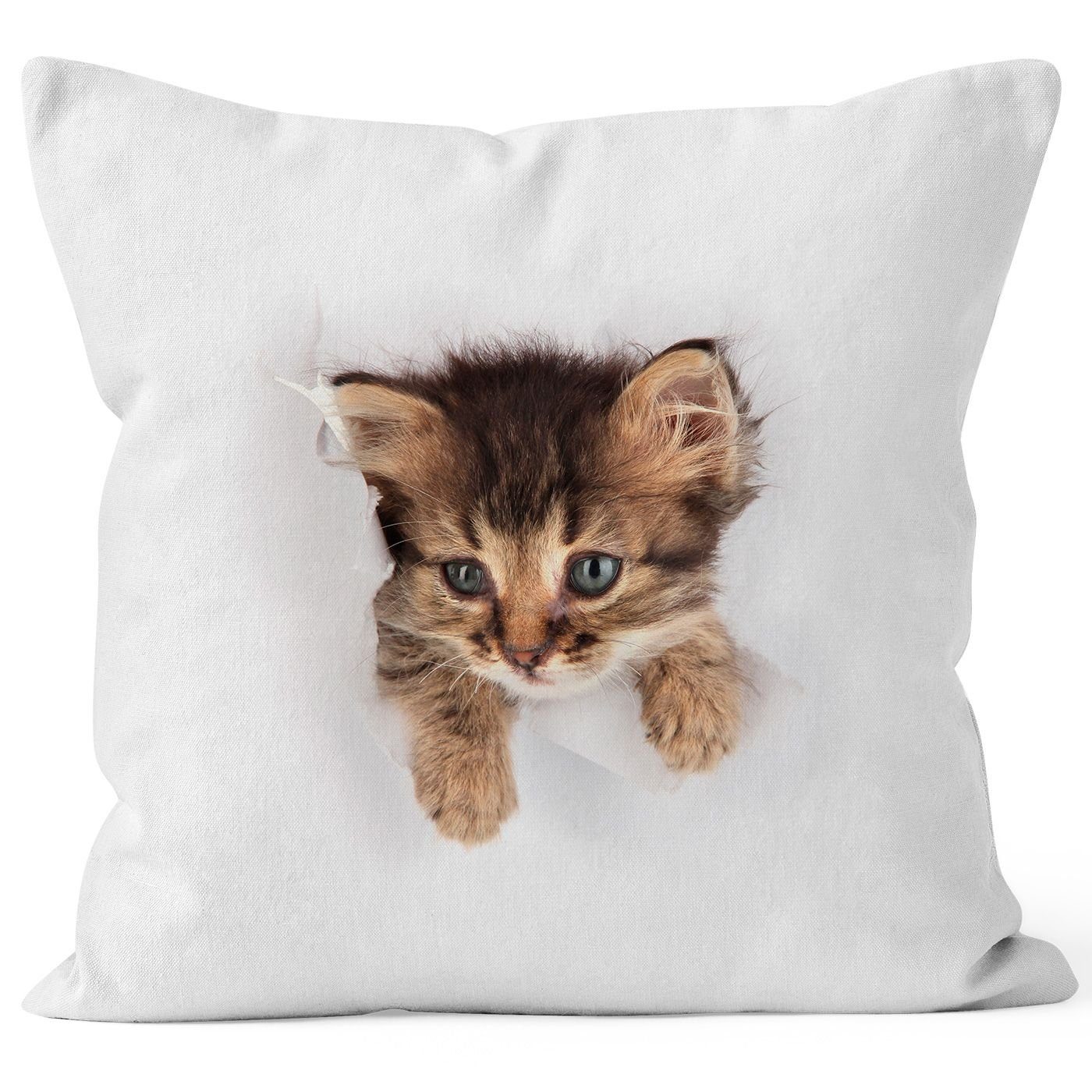 MoonWorks Dekokissen Kissen-Bezug mit süßem Katzen-Aufdruck günstig online kaufen