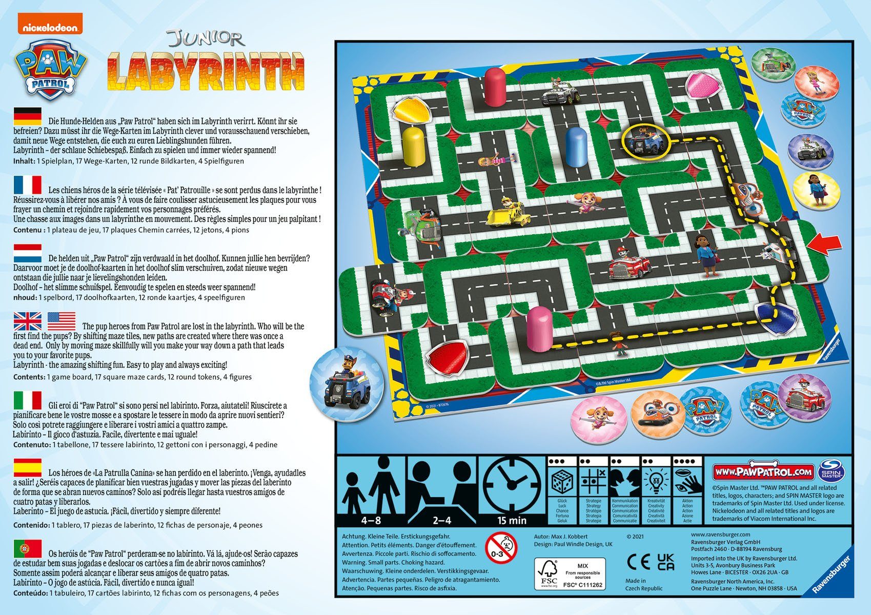 Ravensburger Spiel PAW Patrol Junior Labyrinth, Strategiespiel, Made in Europe