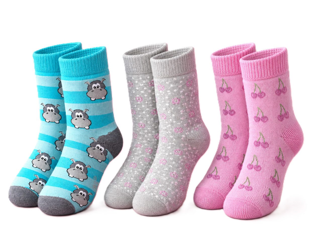 Riese Freizeitsocken Mädchen Strümpfe (Packung, 3er - Pack) eingestrickte Motive