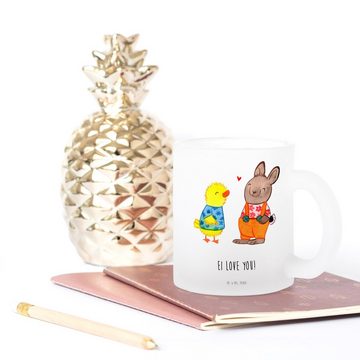 Mr. & Mrs. Panda Teeglas Ostern Freundschaft - Transparent - Geschenk, Ostereier, Teetasse, Os, Premium Glas, Liebevolles Design