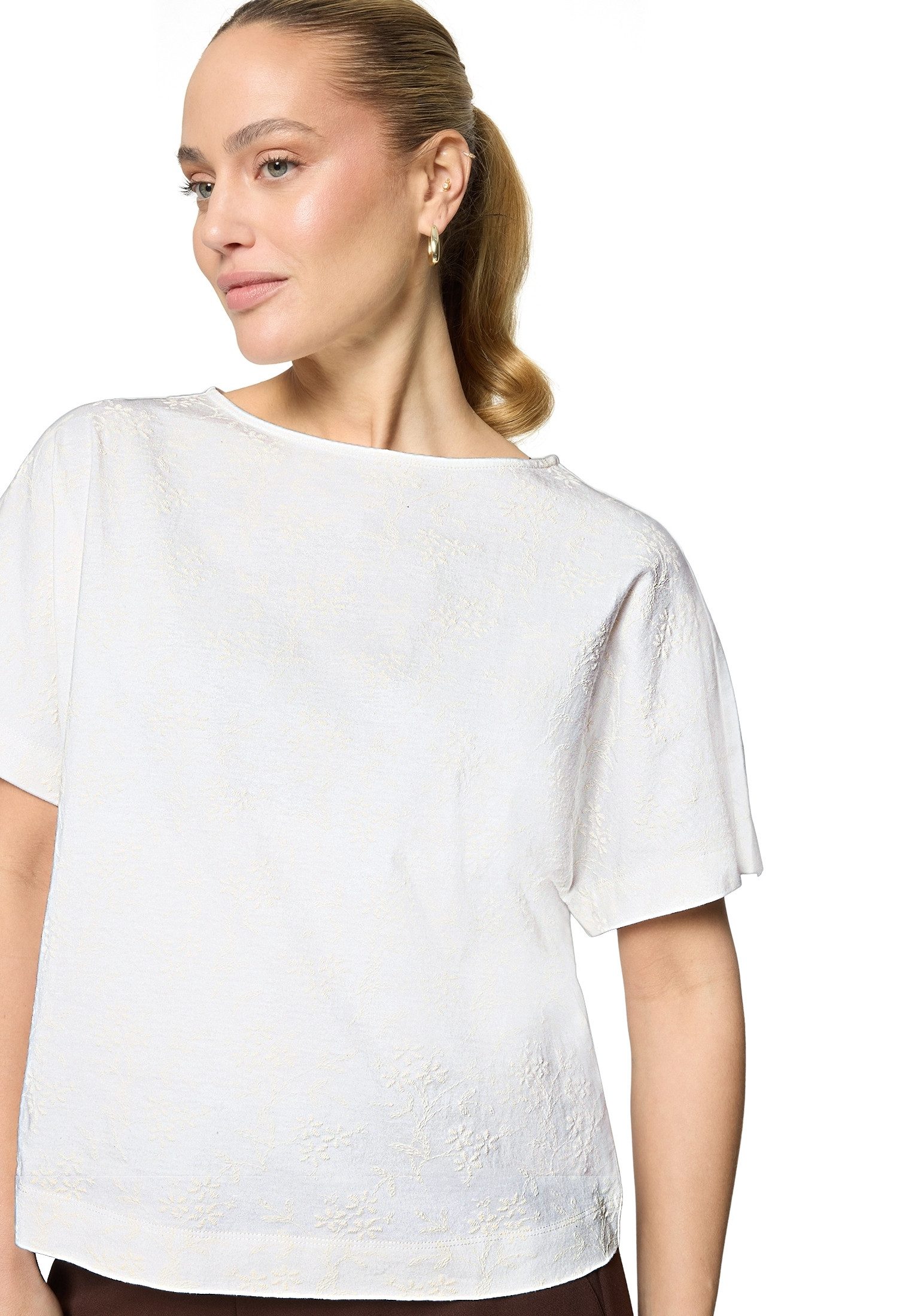 Zero Kurzarmshirt Damen mit Stickerei (1-tlg) Stickerei