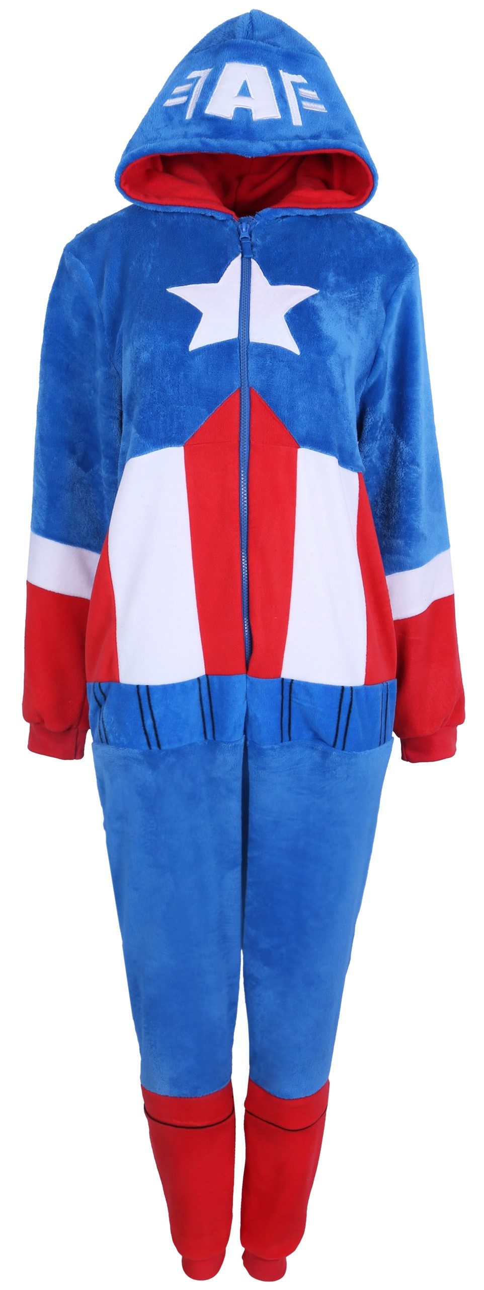 Sarcia.eu Schlafanzug Weiß-rot-blaues einteiliges Schlafanzug Captain America Marvel XS-S