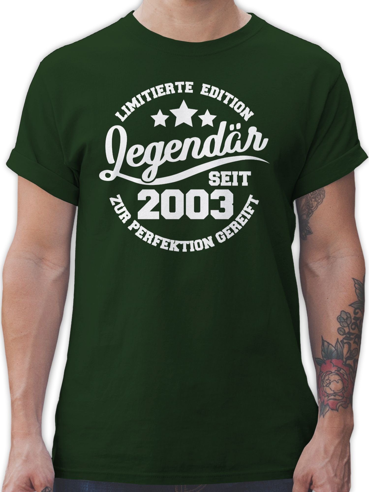 Shirtracer T-Shirt Legendär seit 2003 - weiß 20. Geburtstag 3 Dunkelgrün