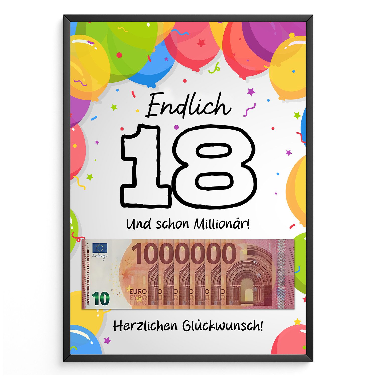 Tigerlino Poster Geldgeschenk zum 18. Geburtstag Jungen Mädchen Geburtstagsgeschenk