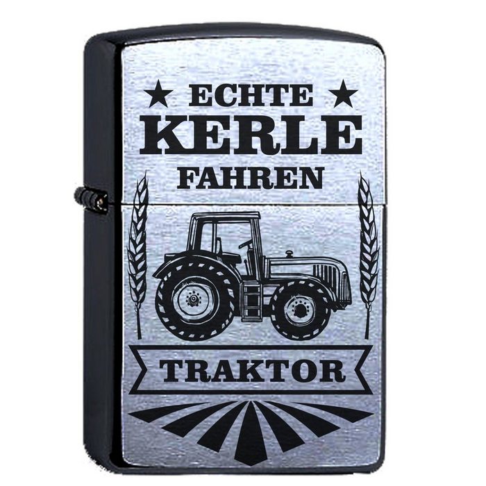 elbedruck Tischfeuer Zippo "Held vom Feld" oder "Echte Kerle fahren Traktor" für den Landwirt bzw. Bauer. Trecker Landwirtschaft