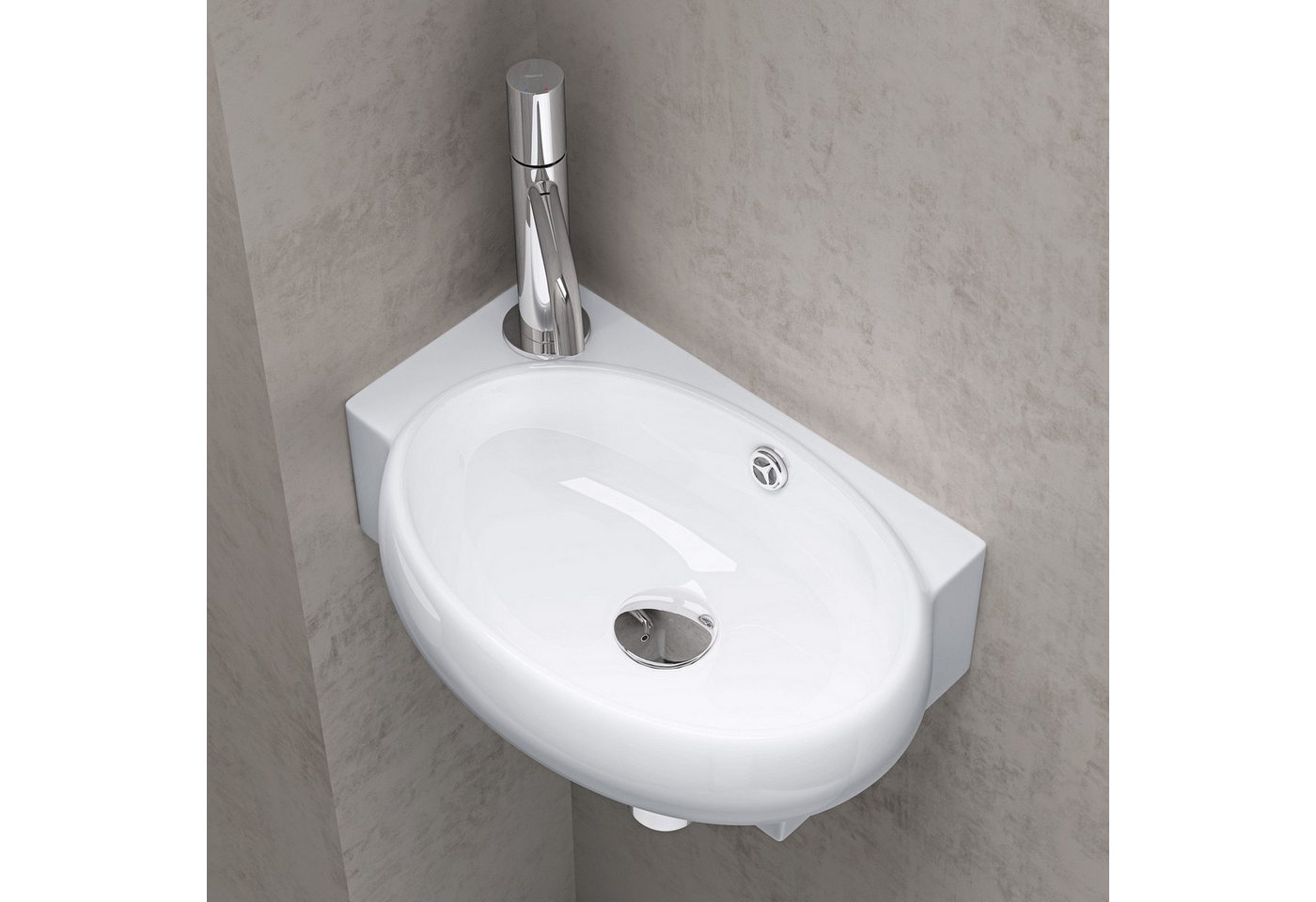 Thumbnail - doporro Waschbecken Aufsatzwaschbecken keramik Hängewaschbecken Badezimmer GästeWC Br001