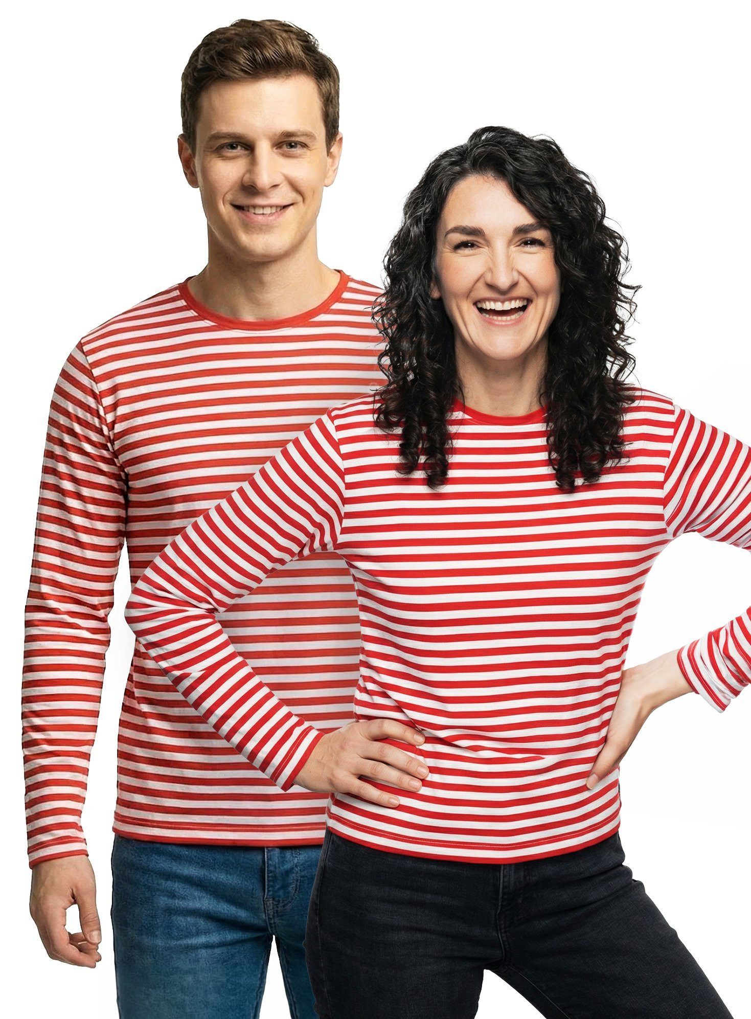 thetru Kostüm Ringelshirt lang rot-weiß Karnevalskostüm Herren, Rot-weiß ge günstig online kaufen