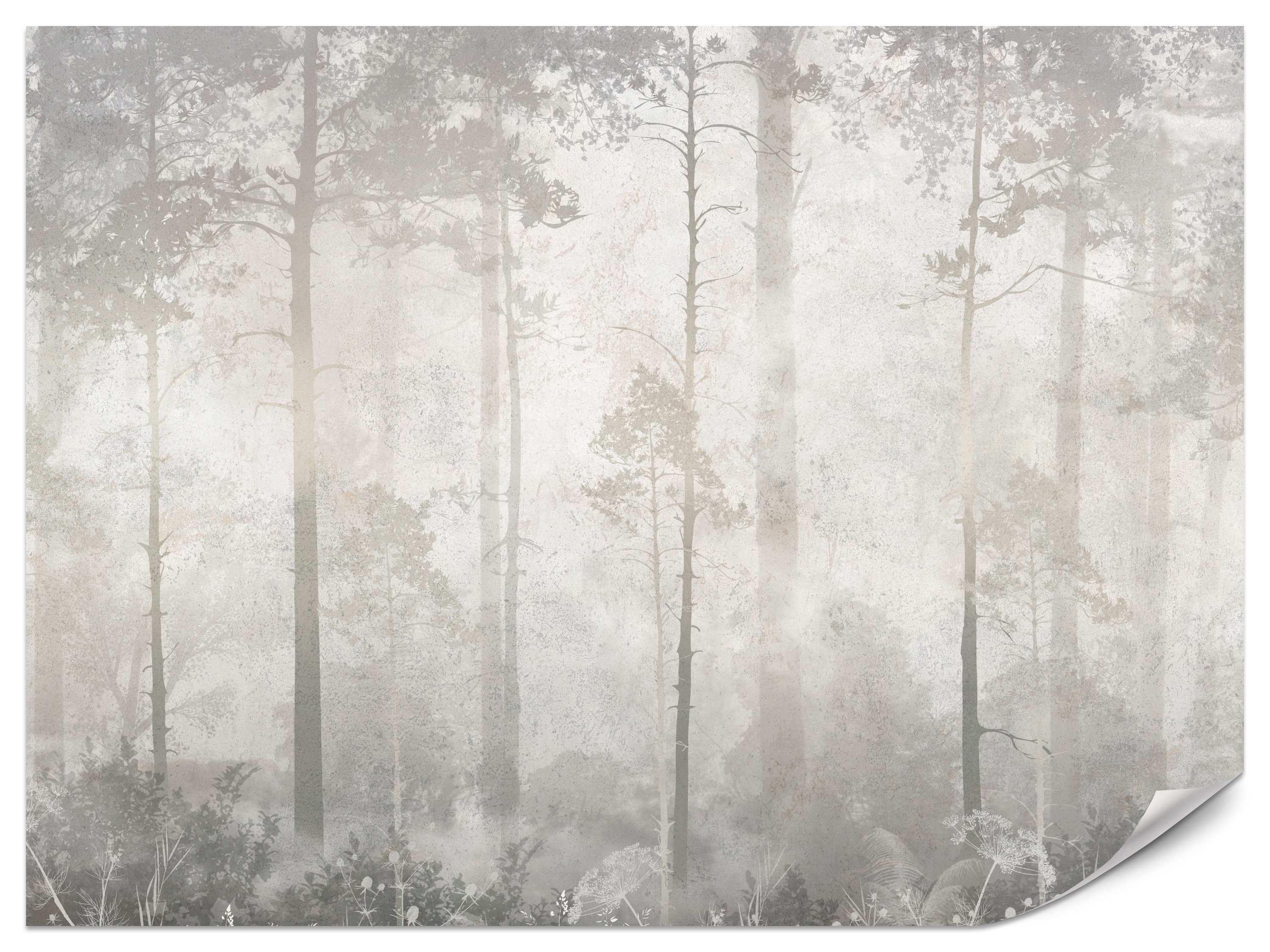 Muralo Fototapete Vliestapete - Abstrakte Betonwand in Grau und Hellgrau, Glatt, Grafisch, (Packung, 1 St., 100x70 cm), Kleber im Set, 3D-Optik, Ins Schlafzimmer