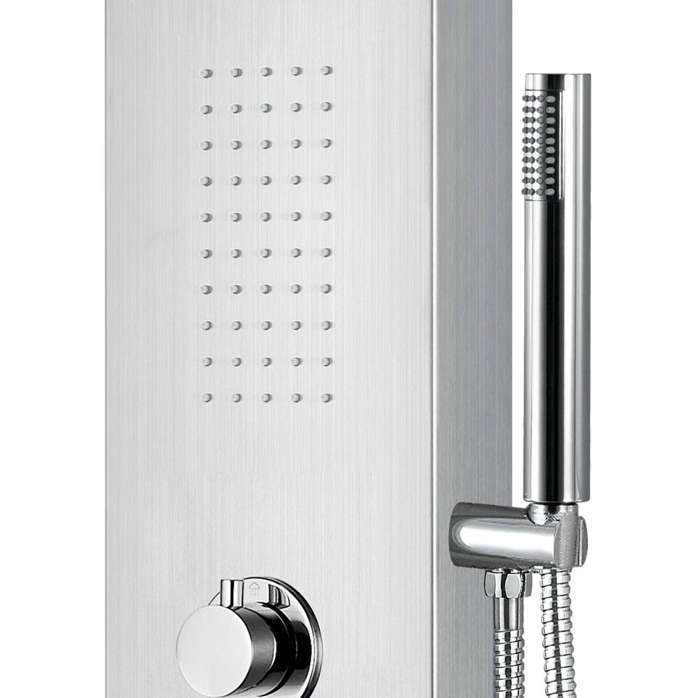 160 Duschsystem Thermostatventil Armatur, Funktionen mit Duschpaneel ZLC101, Brauseschlauch, 5 Höhe Duschsäule Aloni 1 set, tlg., Wandhalter, cm, chrom