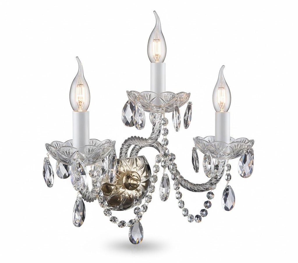 JVmoebel Kronleuchter Wandleuchte Bohemia im antiken Stil aus Metall und Glas Sofort, Warmweiß, Made in Europa