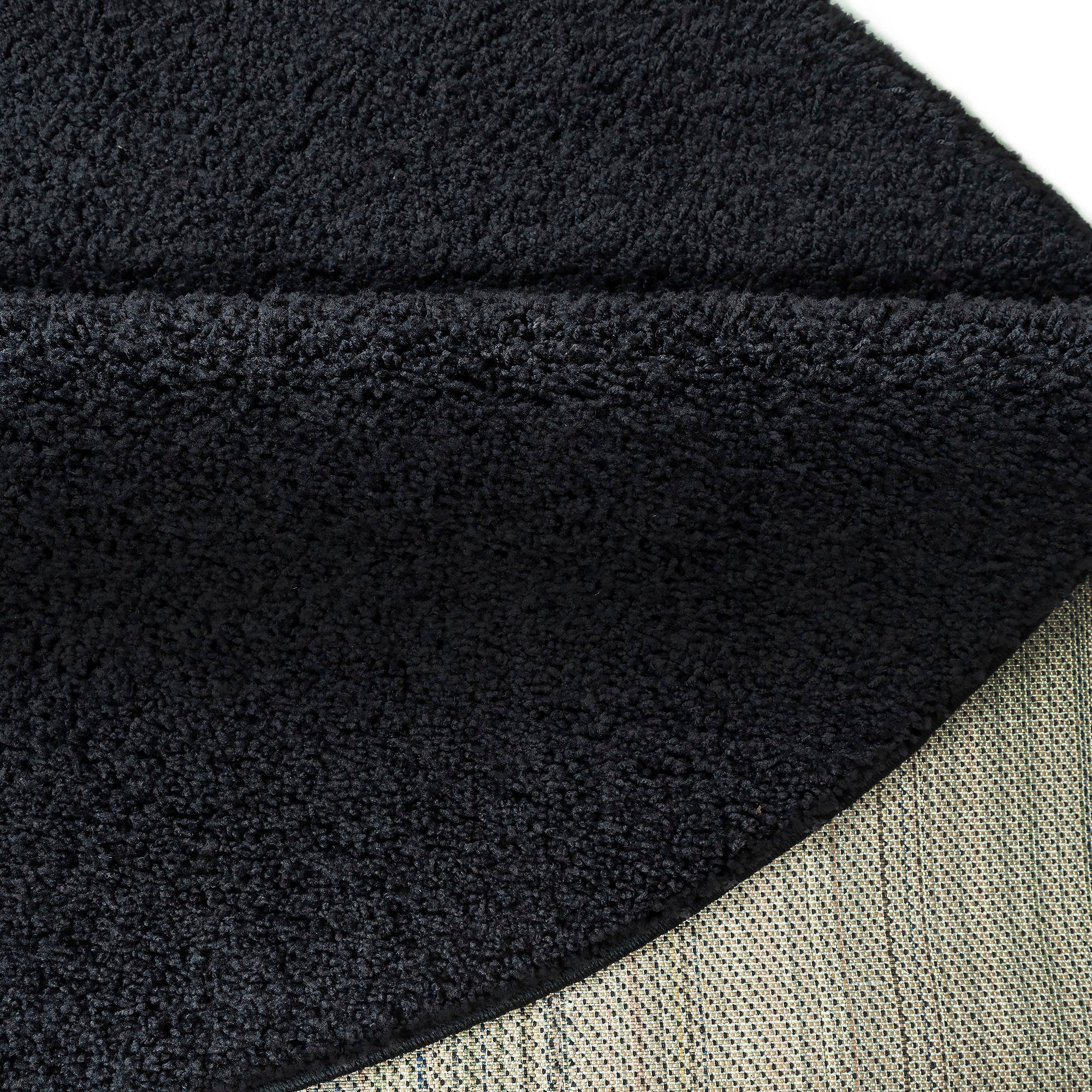 Hochflor-Teppich besonders rund, durch Höhe: my Vince, extra home, schwarz weich 31 mm, Mikrofaser, flauschig