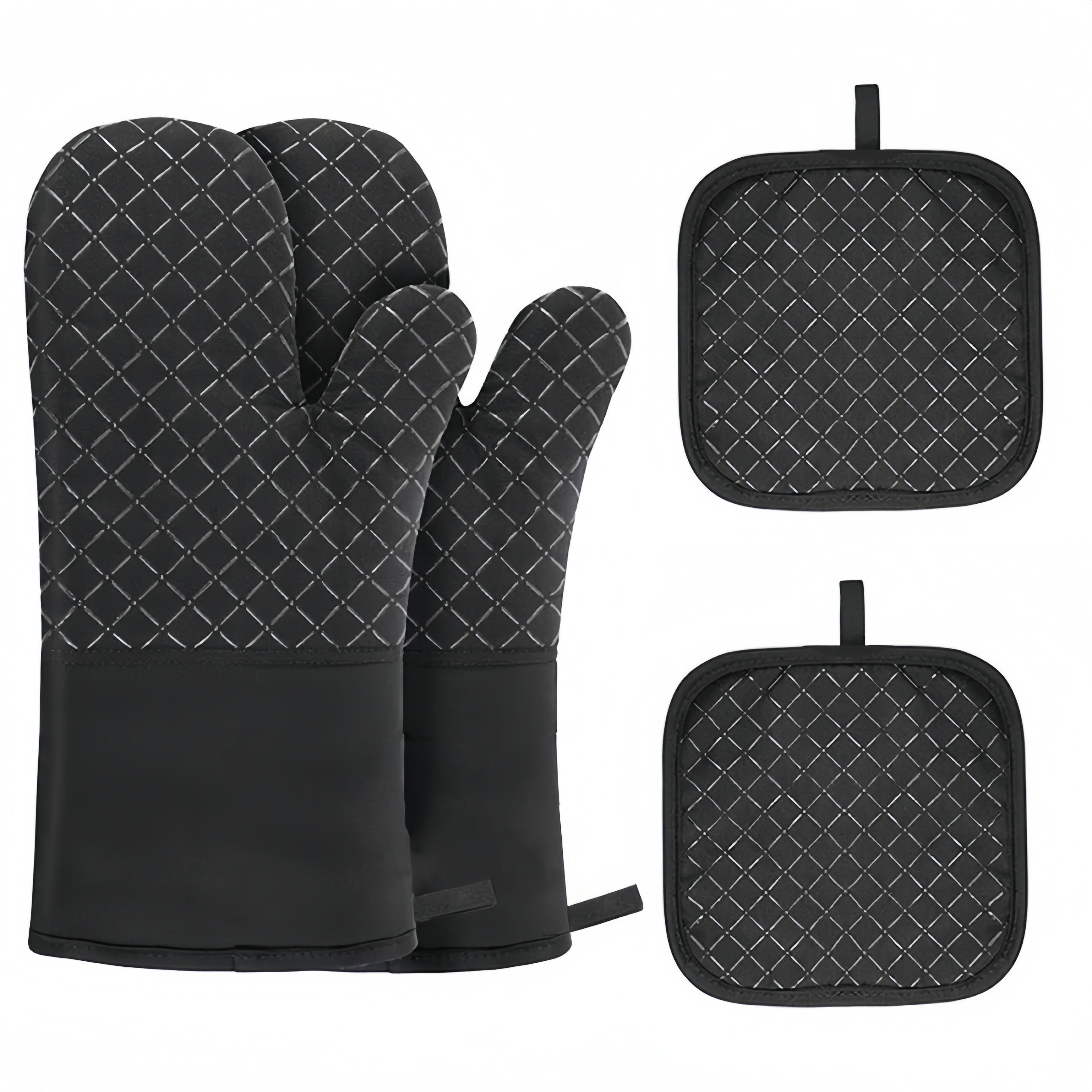FOUORTUNATE-BEE Grillhandschuhe Backofenhandschuhe Set 2 Stück, rutschfeste Ofenhandschuhe, (Hitzeschutzhandschuhe für Küche, Backen, Grillen und Kochen)