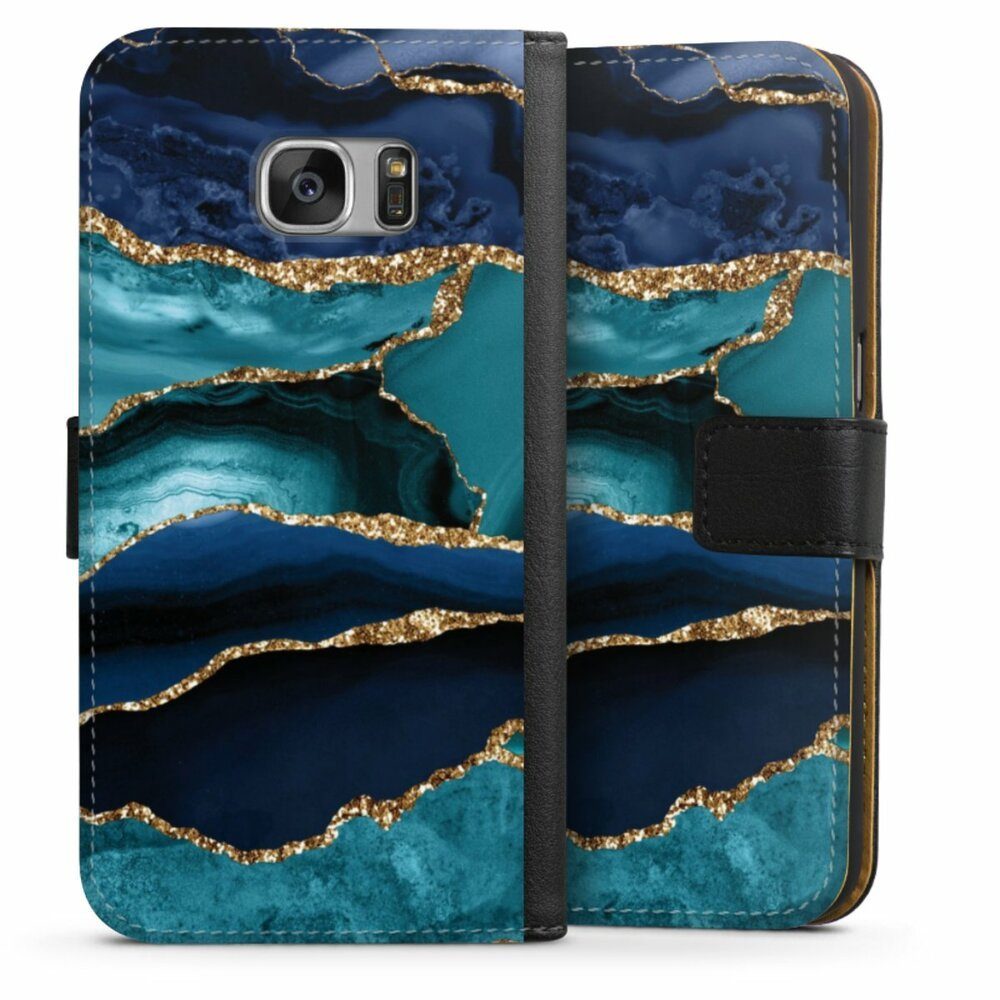 DeinDesign Handyhülle Marmor Trends Glitzer Look, Samsung Galaxy S7 Hülle  Handy Flip Case Wallet Cover Handytasche Leder