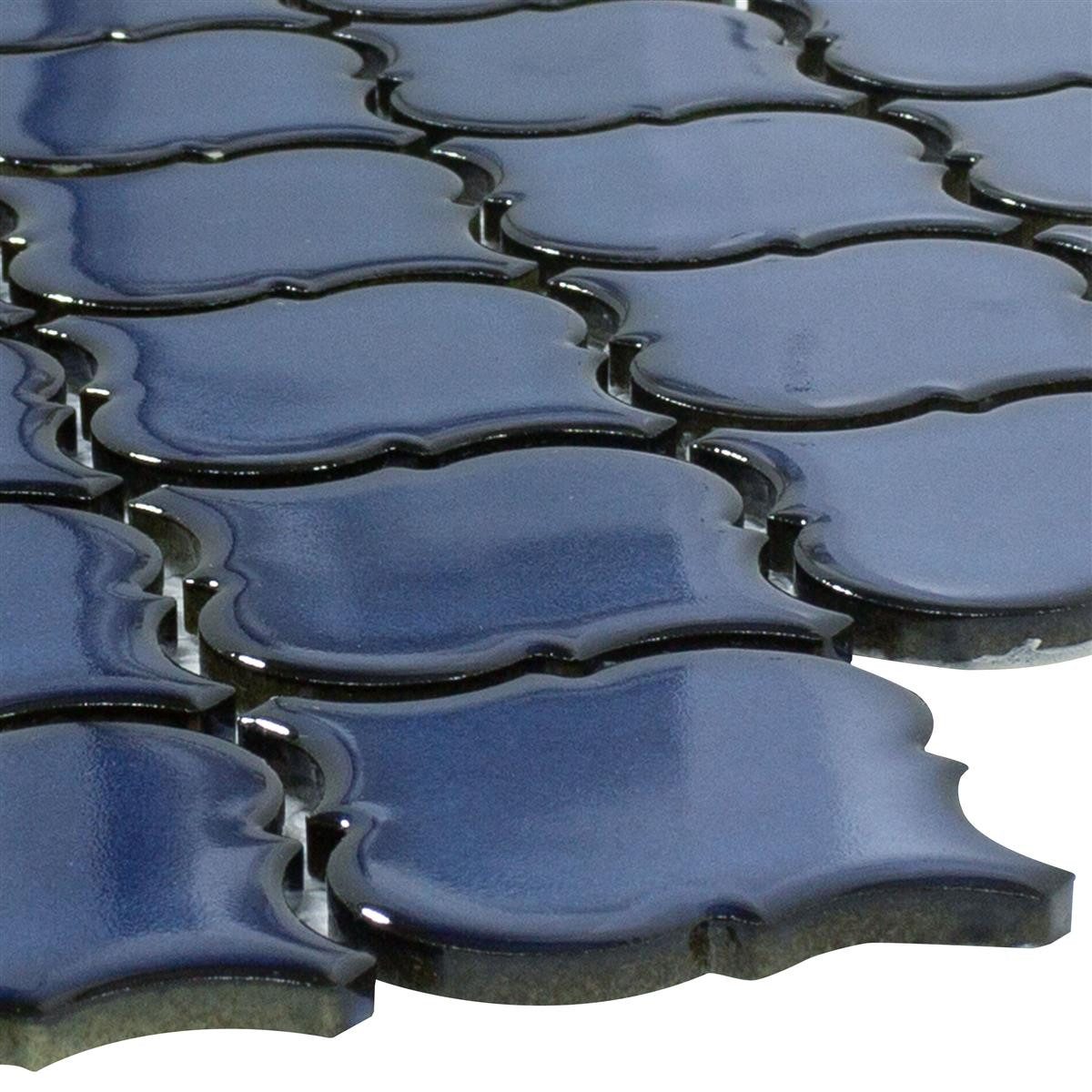 Mosafil Mosaikfliesen Keramik Mosaik Fliesen Asmara Arabesque, Keramik 29.300x24.500, blau, Verlegefertig auf ein Netz geklebt - Frostsicher - Wasserfest
