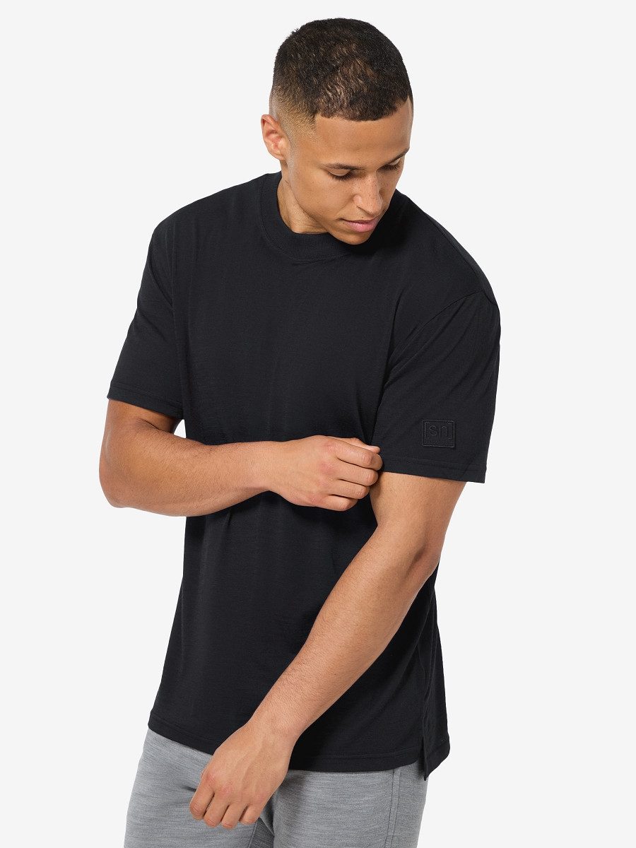 SUPER.NATURAL T-Shirt für Herren, nachhaltig, Merino casual, gerippter Kragen
