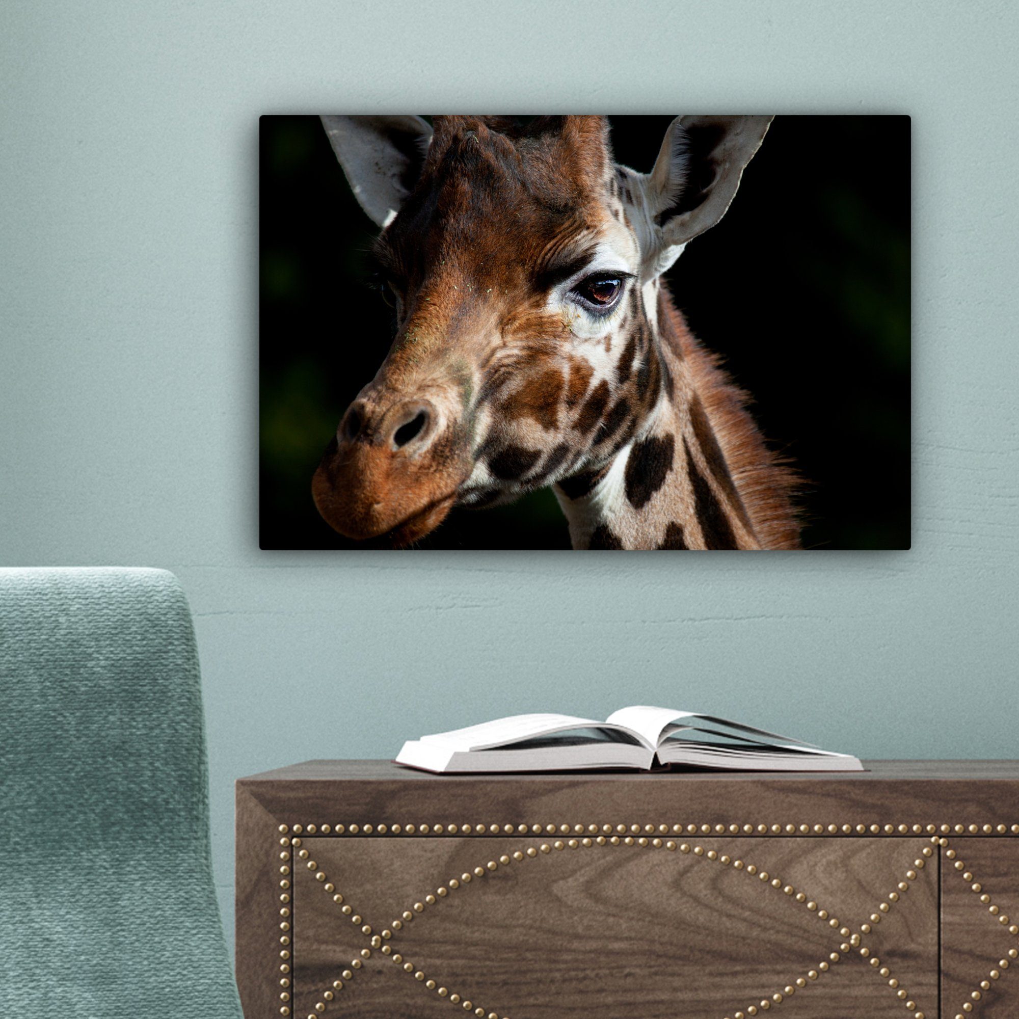 - Wandbild Leinwandbild Aufhängefertig, Wanddeko, Leinwandbilder, Leicht St), OneMillionCanvasses® Giraffe (1 Schwarz, - 30x20 cm