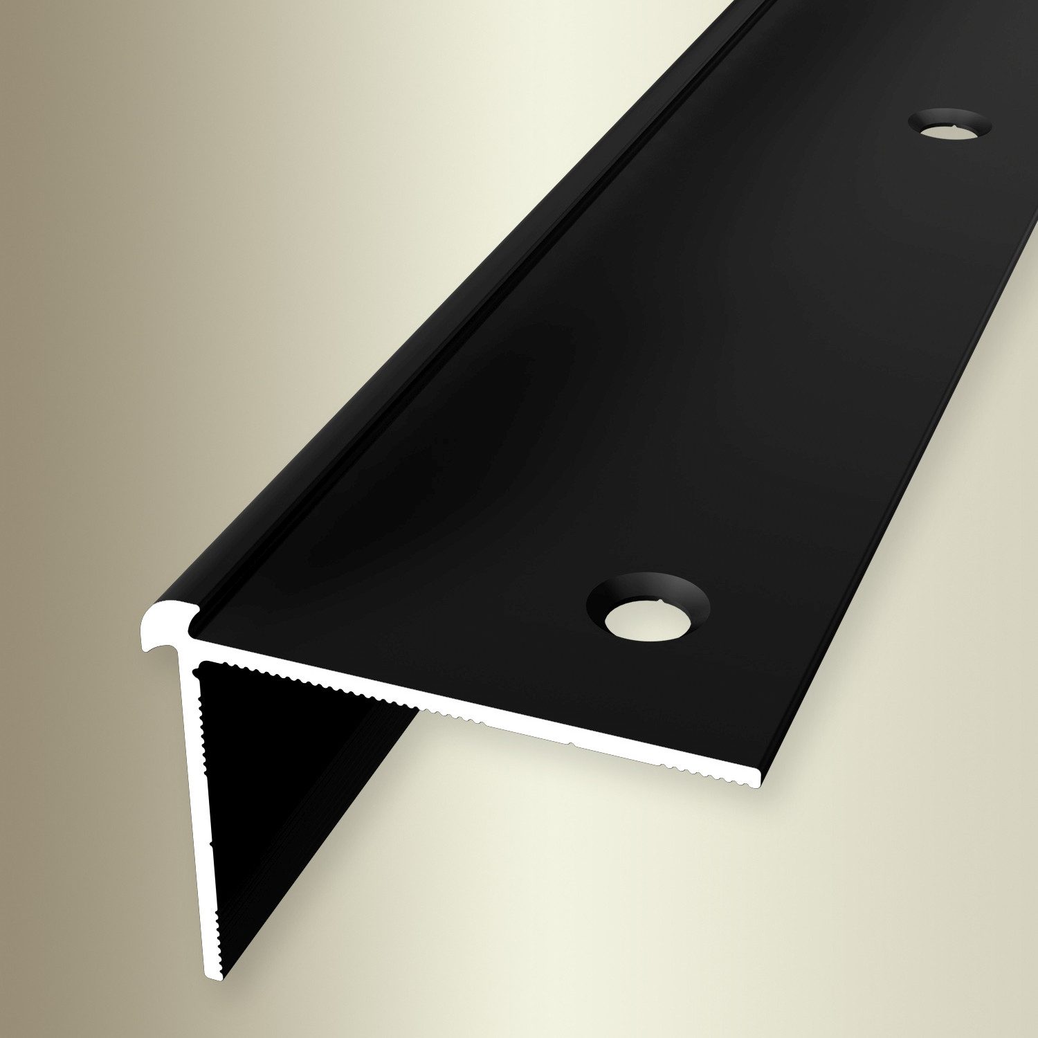 Küberit Treppenkantenprofil 29 x 39 x 2500 mm Winkelprofil Schwarz Gebohrt Aluminium