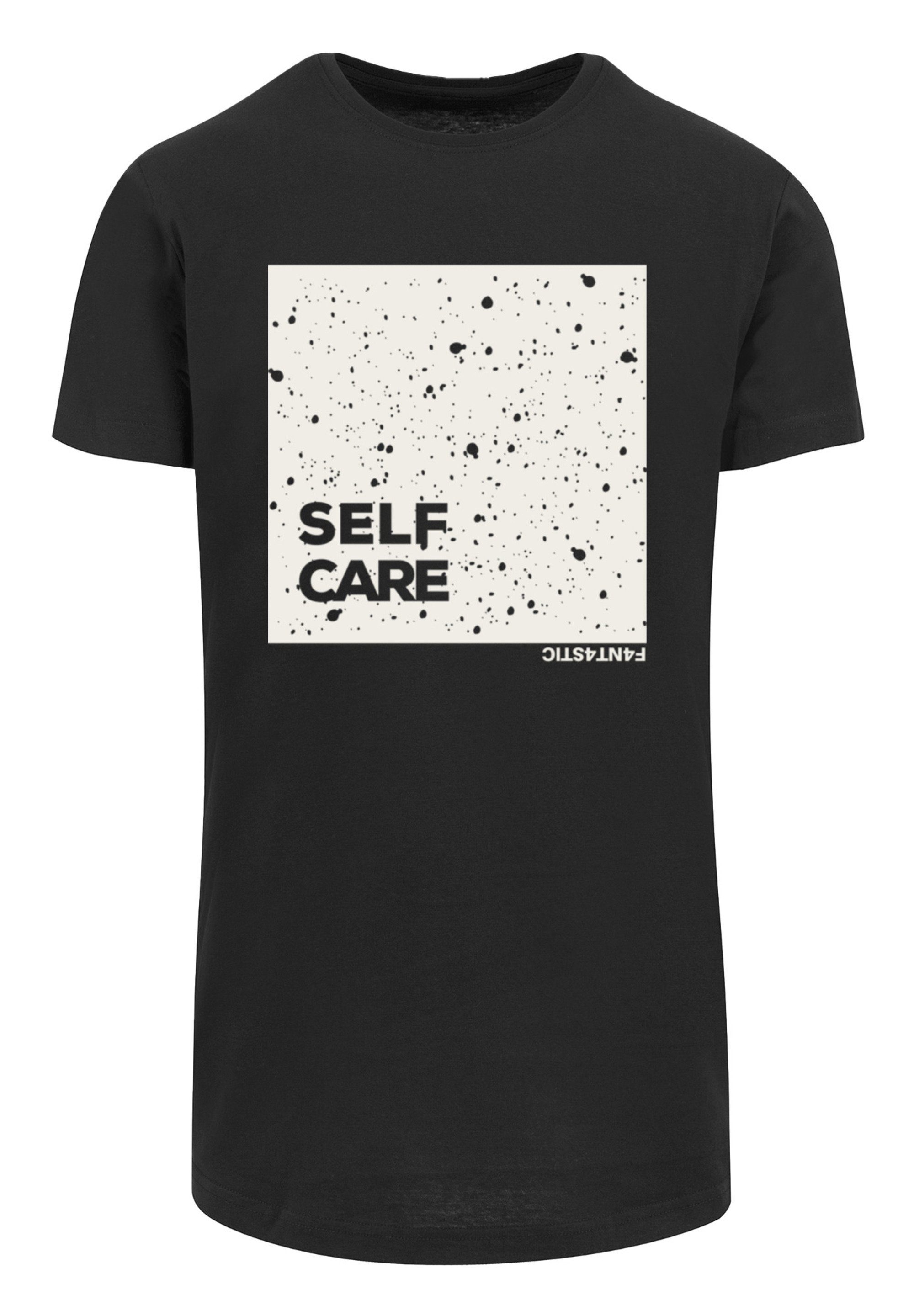 TEE T-Shirt schwarz CARE SELF LONG Print F4NT4STIC