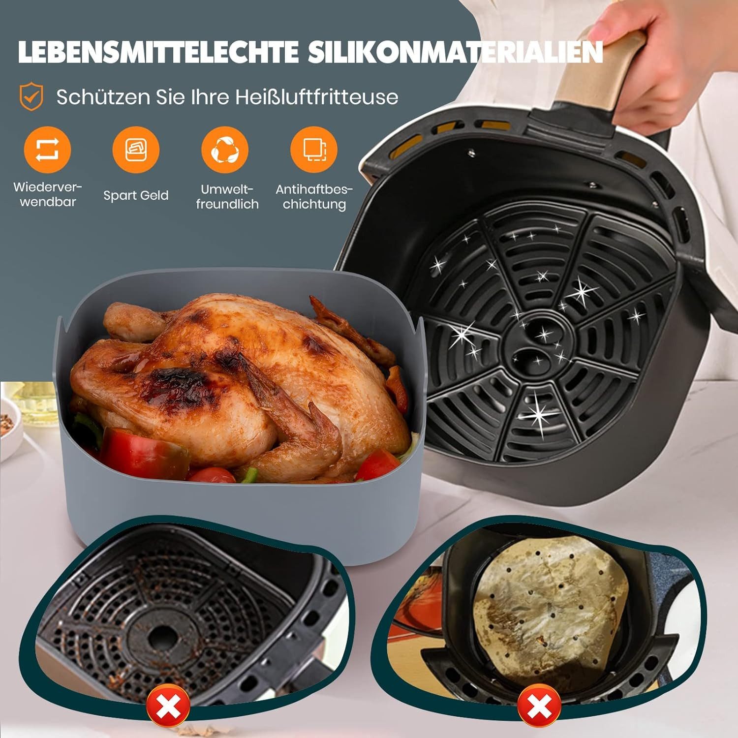 Diwzbyn Silikonform Wiederverwendbar Silikonform Für Heißluftfritteuse