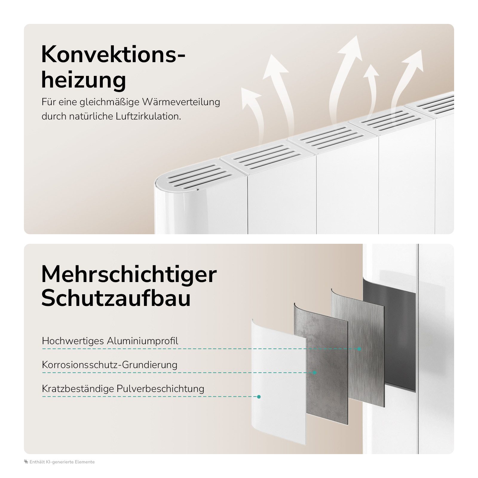 EMKE Elektro-Heizkörper Aluminium-Heizkörper mit WLAN, LCD-Display und Thermostat, Aluminium-Wandheizung mit LCD-Display für flexible Heizzeiten – Bild 3 von 5