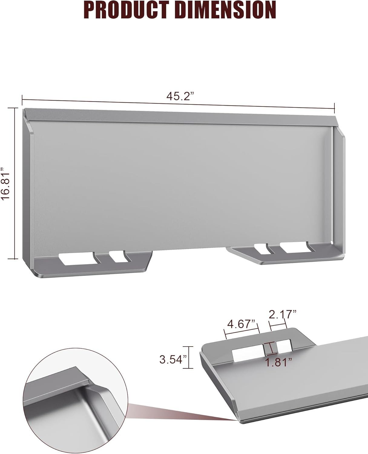 GarveeMore PKW-Anhänger, 1/4" Kompaktlader-Montageplatte, 1-tlg., 1366 kg Tragkraft, kompatibel mit Bobcat, Kubota, John Deere