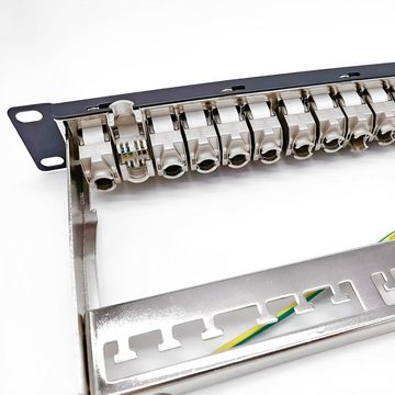 ARLI Patchpanel 19" inkl. 24x Cat8.1 Keystone Patchfeld Jack Modular Netzwerk-Patch-Panel (24 Ports, CAT 8.1, Cat7, CAT 6a, T568A, T568B, Keystone Modul, 1,00 HE, Set Kabelmanagement Erdung)