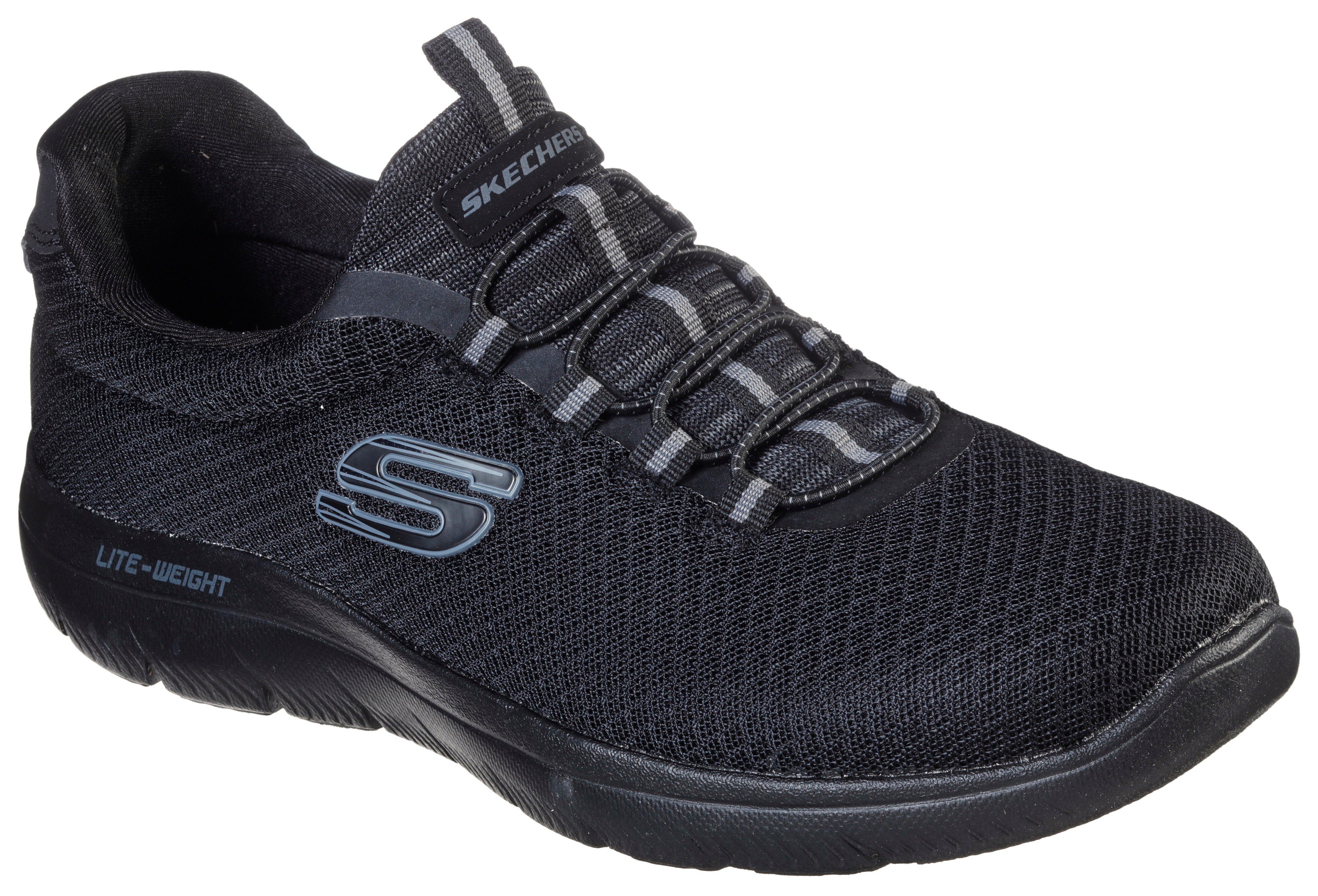 SUMMITS praktischem Sneaker Slip-On schwarz Skechers Gummizug mit