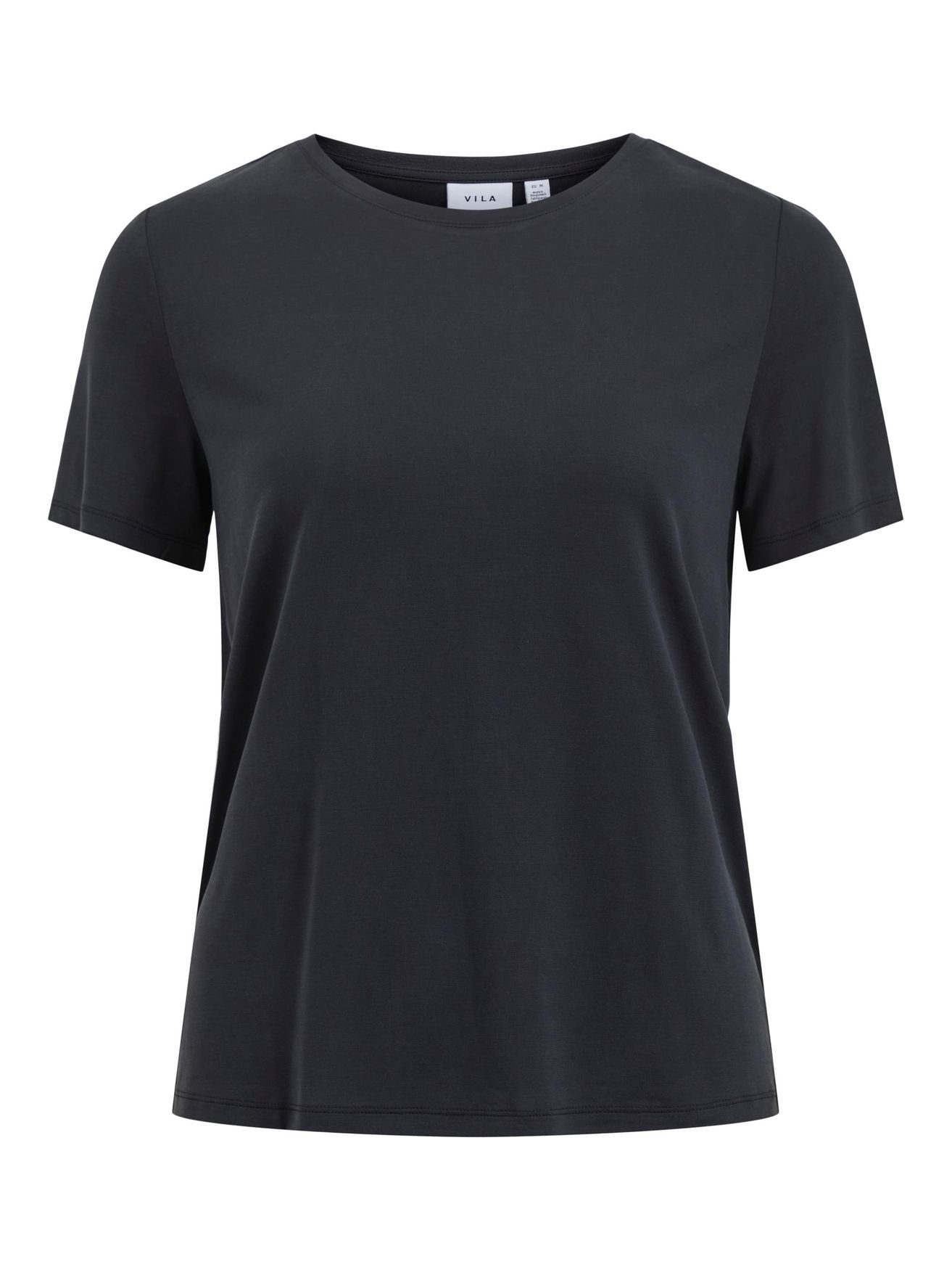 Rundhals Oberteil Vila VIMODALA Top Kurzarm T-Shirt Schwarz in 4870 Basic T-Shirt