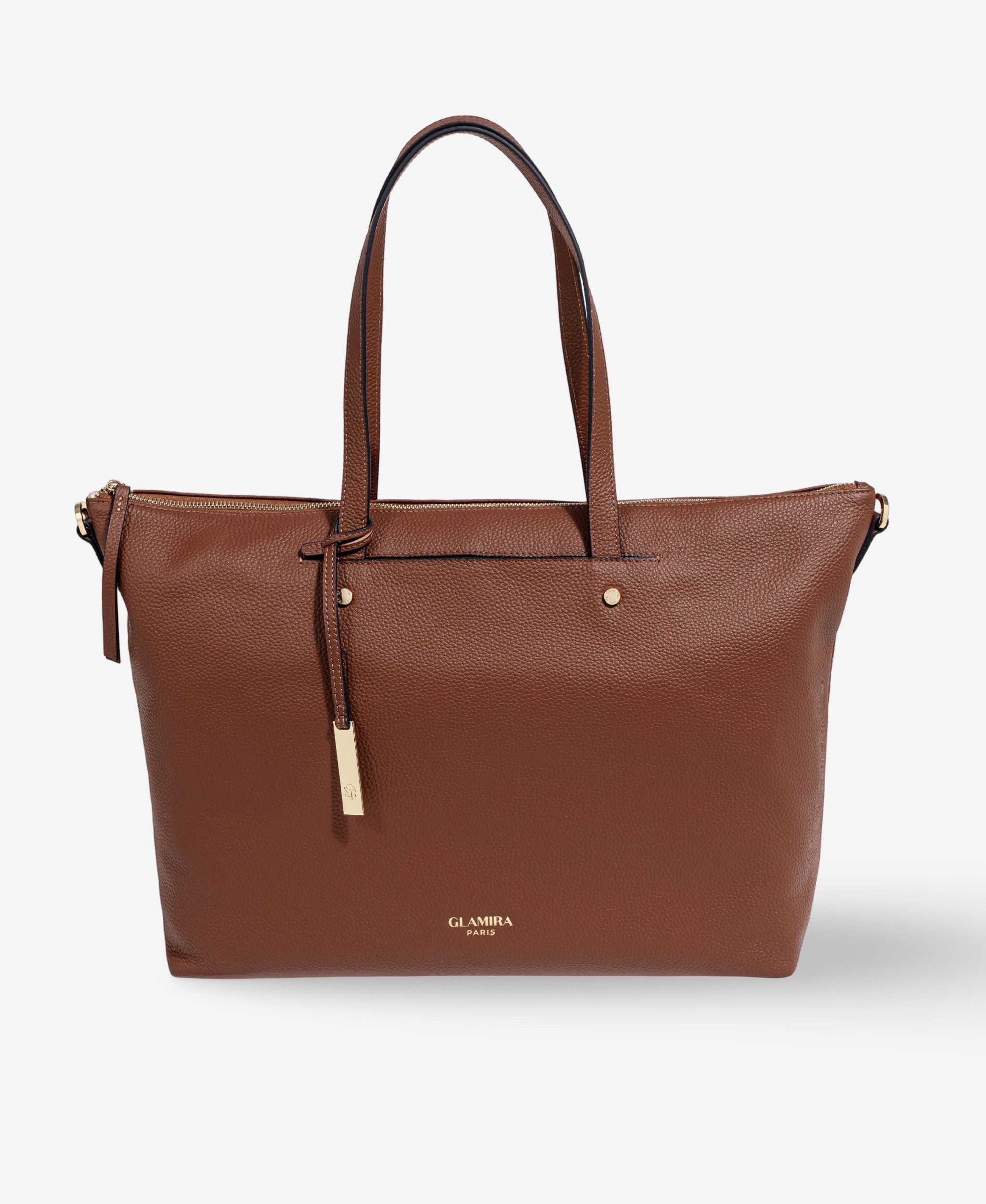 GLAMIRA Schultertasche Lysandra Braune Schultertasche (1-tlg), echt Leder, mit Reißverschluss, mit schützenden Metallfüßen