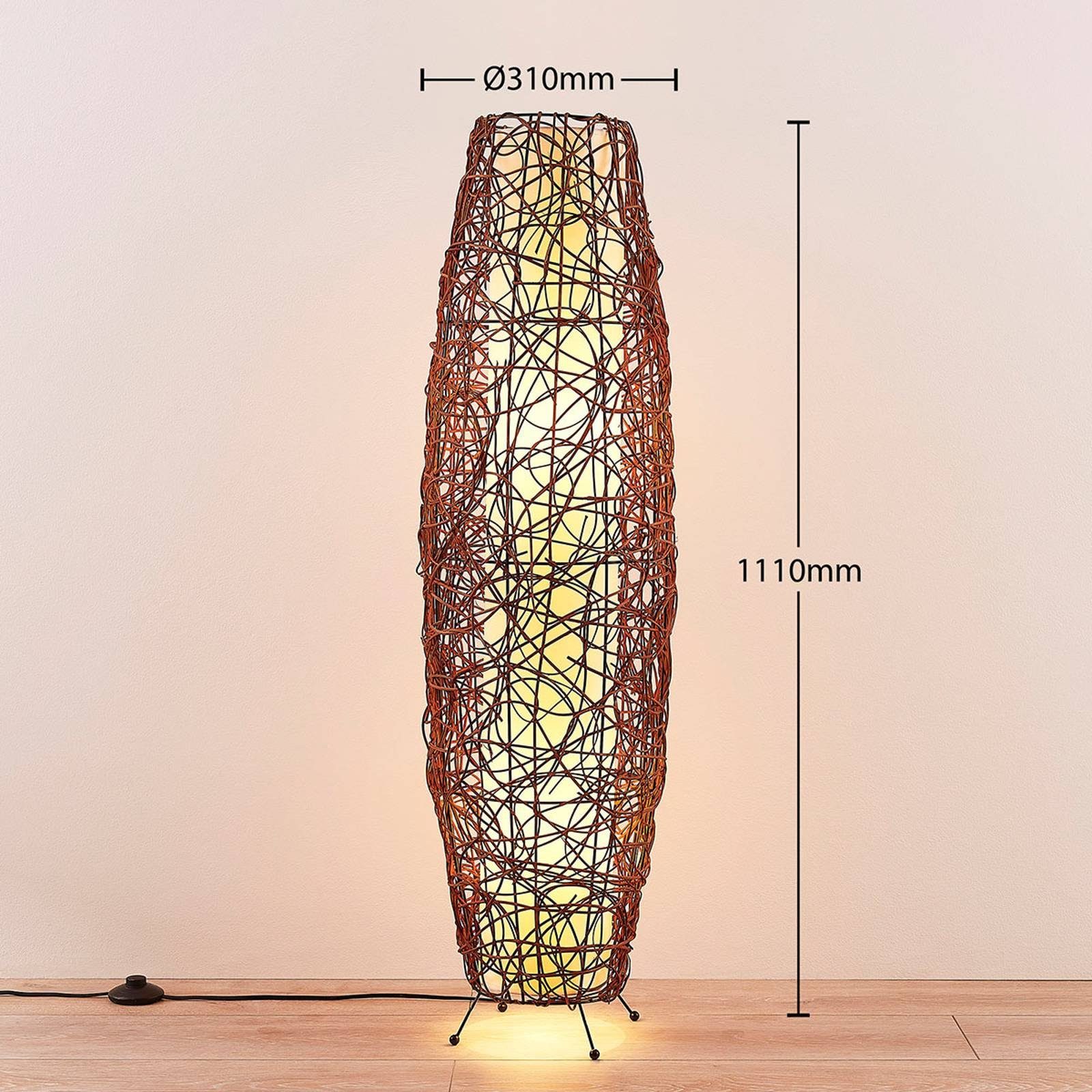 Lindby Stehlampe Nias, Holz Braun IP20, 2 x 10 W LED