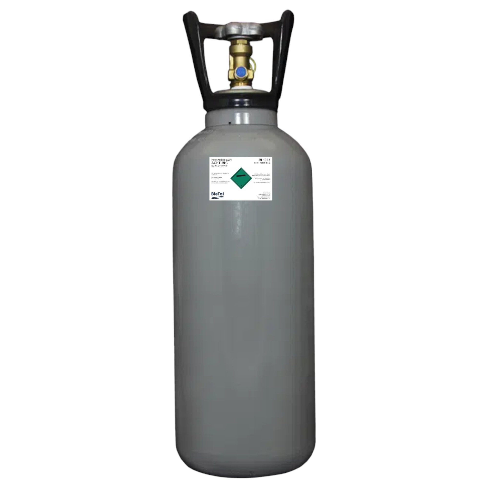 BieTal Gaskartusche CO2 Kohlensäureflasche Flasche Stahl BieTal® Getränke gefüllt 6kg E290, Zubehör für Zapfanlagen, 6 KG Kohlensäure für Lebensmittel nach E290