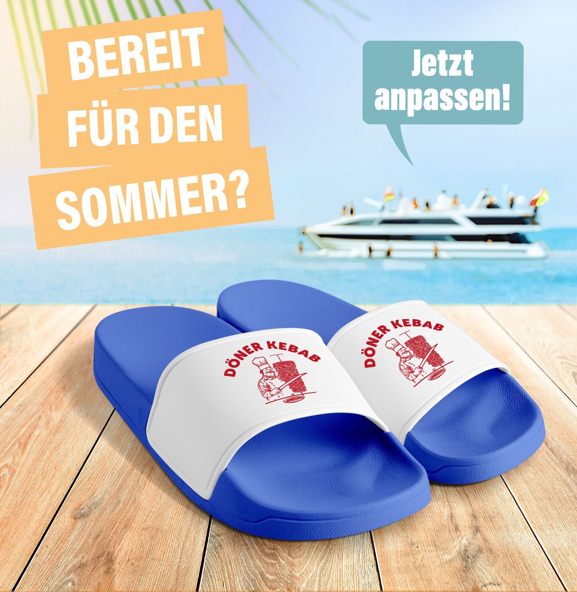 MoonWorks Badeschlappen Lustig Bedruckt Döner Kebab günstig online kaufen