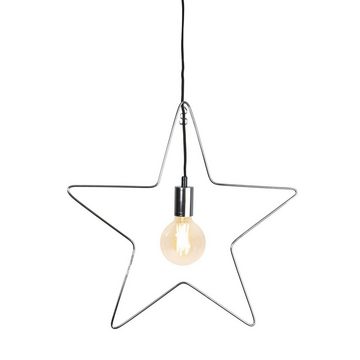 STAR TRADING LED Stern Hängestern Lampenhalterung Stern Dekoleuchte 5-zackig E27 50cm silber