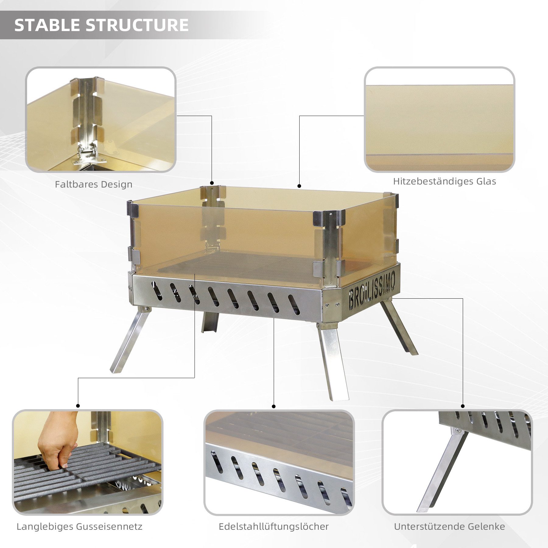 CCLIFE Fire Bowl with Glass Ceramic, Foldable for Outdoor Camping