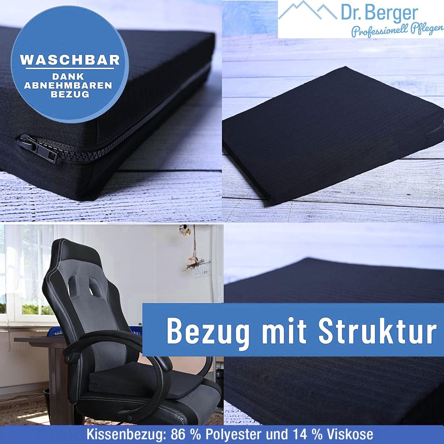 Dr. Berger Keilkissen Sitz-Keilkissen 37 x 37 cm Schwarz