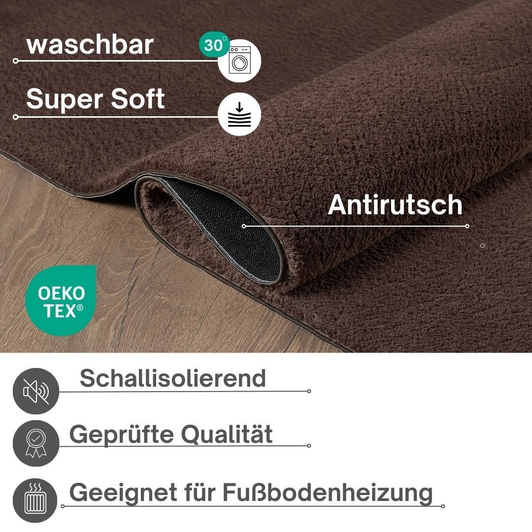 OTTO home Teppich Arabell, Kunstfellteppich, Felloptik, waschbar, rechteckig, Höhe: 16 mm, flauschig, kuschelig, Anti-Rutsch-Unterseite, Wohnzimmer, Schlafzimmer