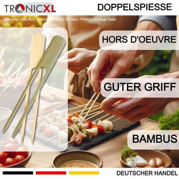 TronicXL Grillspieß 200x 13,5cm Doppelspieße Fingerfood Spieße Catering Bambus Grill Party (200-St)