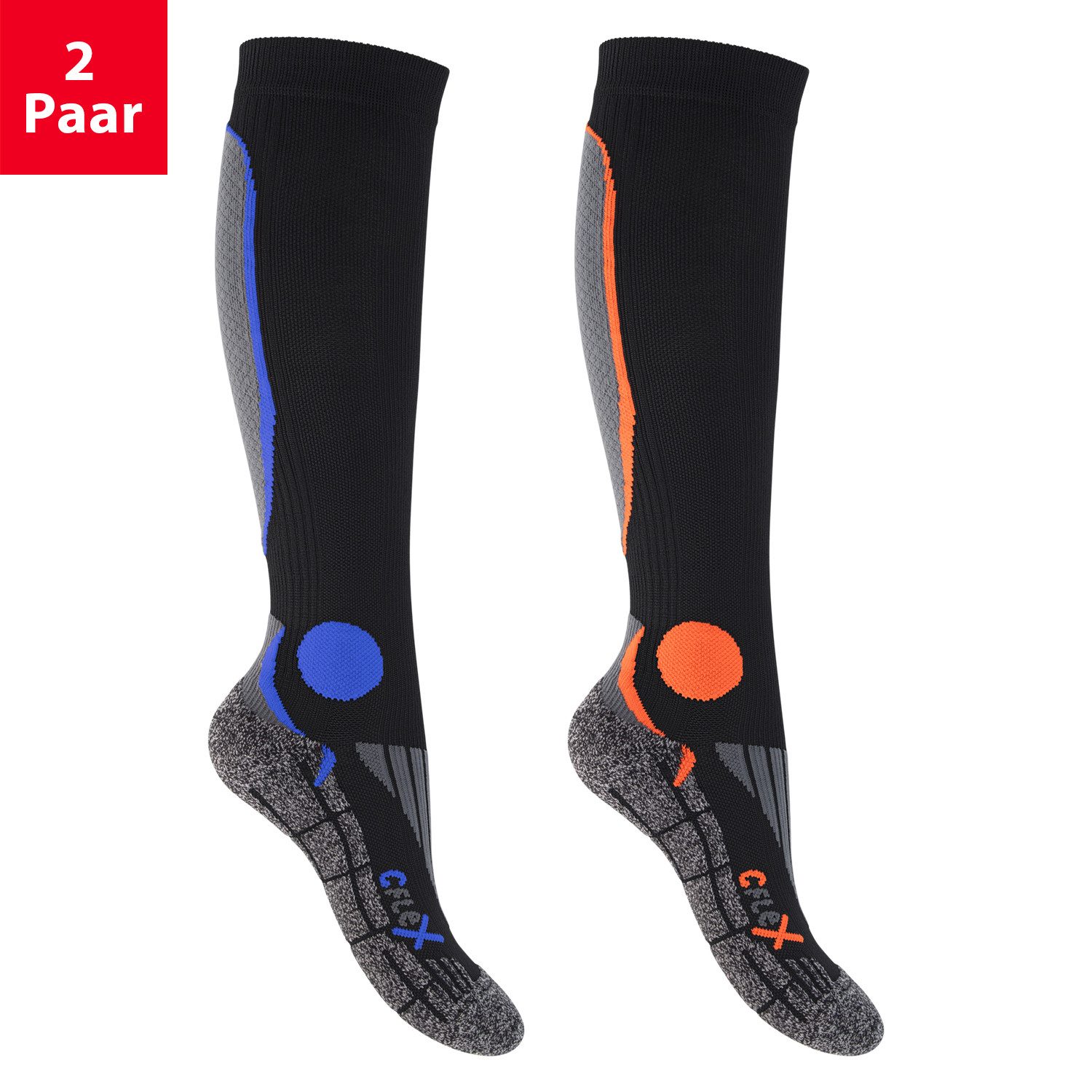 CFLEX Sportsocken Herren & Damen Running Kompressions Sport Kniestrümpfe (2 Paar)