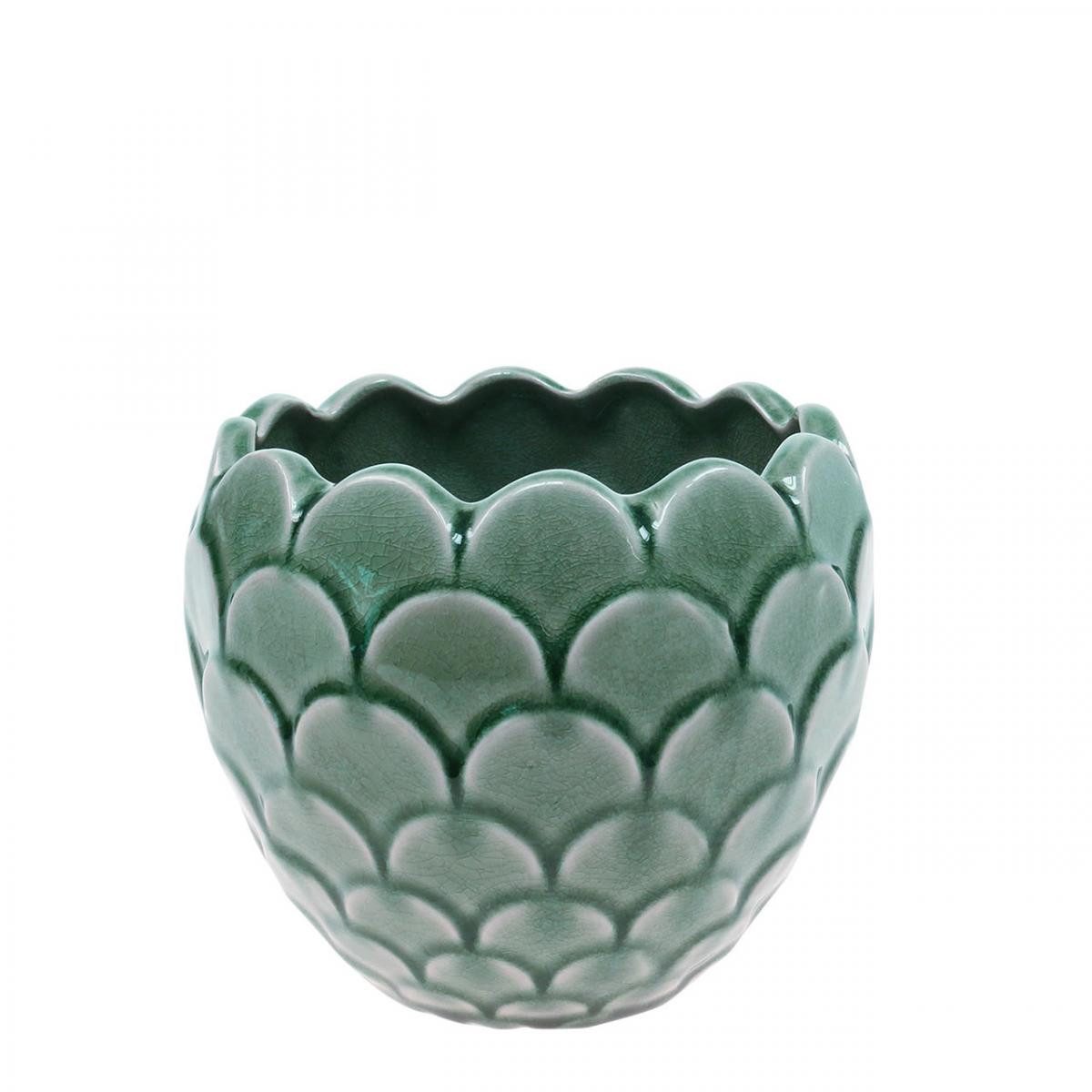 Viana Übertopf Keramik Blumentopf Grün Ø13cm H11cm Vintage Crackle Glaze günstig online kaufen