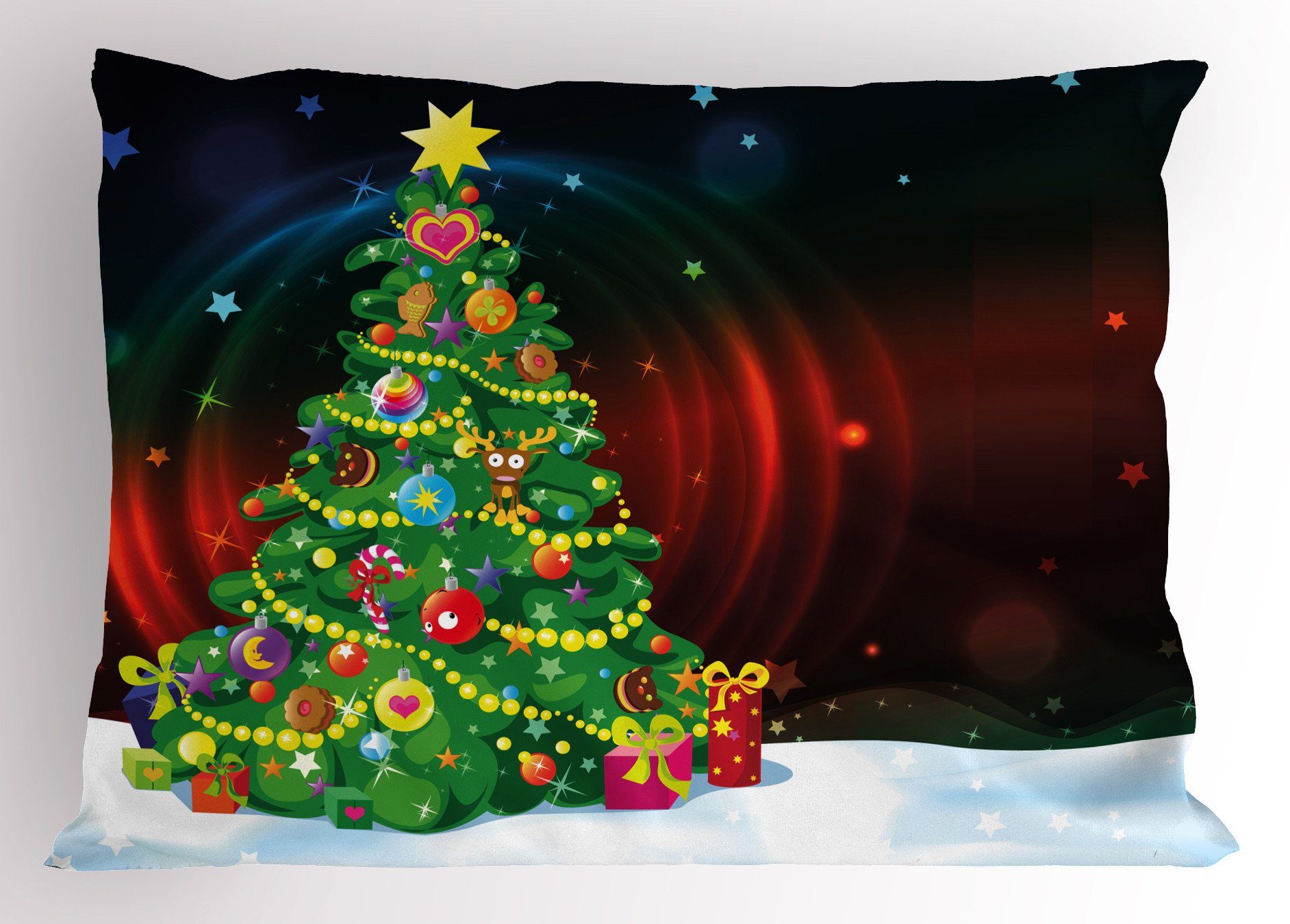 Kissenbezüge Dekorativer Standard King Size Weihnachtsbaum-Karikatur Weihnachten Gedruckter Abakuhaus Stück), Kissenbezug, (1