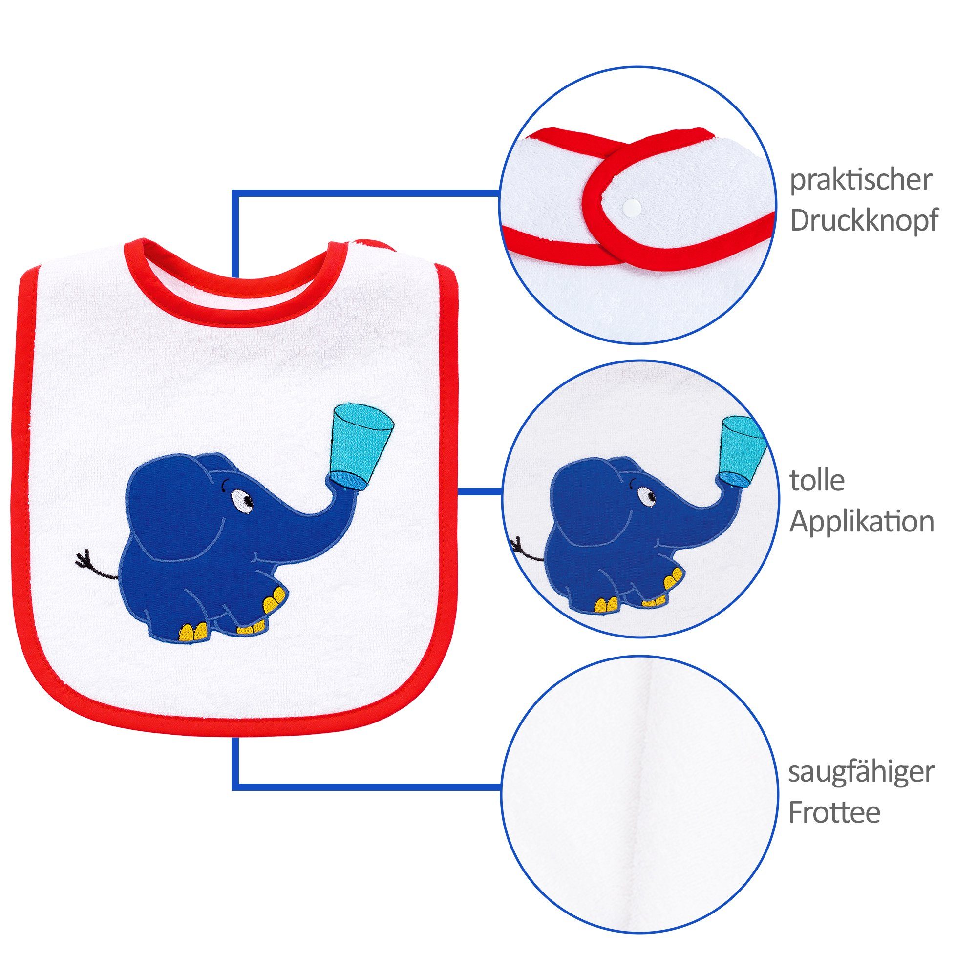 in Maus), (aus Elefant Europe made blauer Babylatz Die Lätzchen Smithy (1-St),