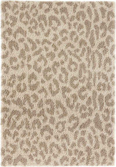Hochflor-Teppich Gemma, my home, rechteckig, Höhe: 35 mm, Weicher Hochflor, Tier Motiv, Leopard, Robust & Pflegeleicht